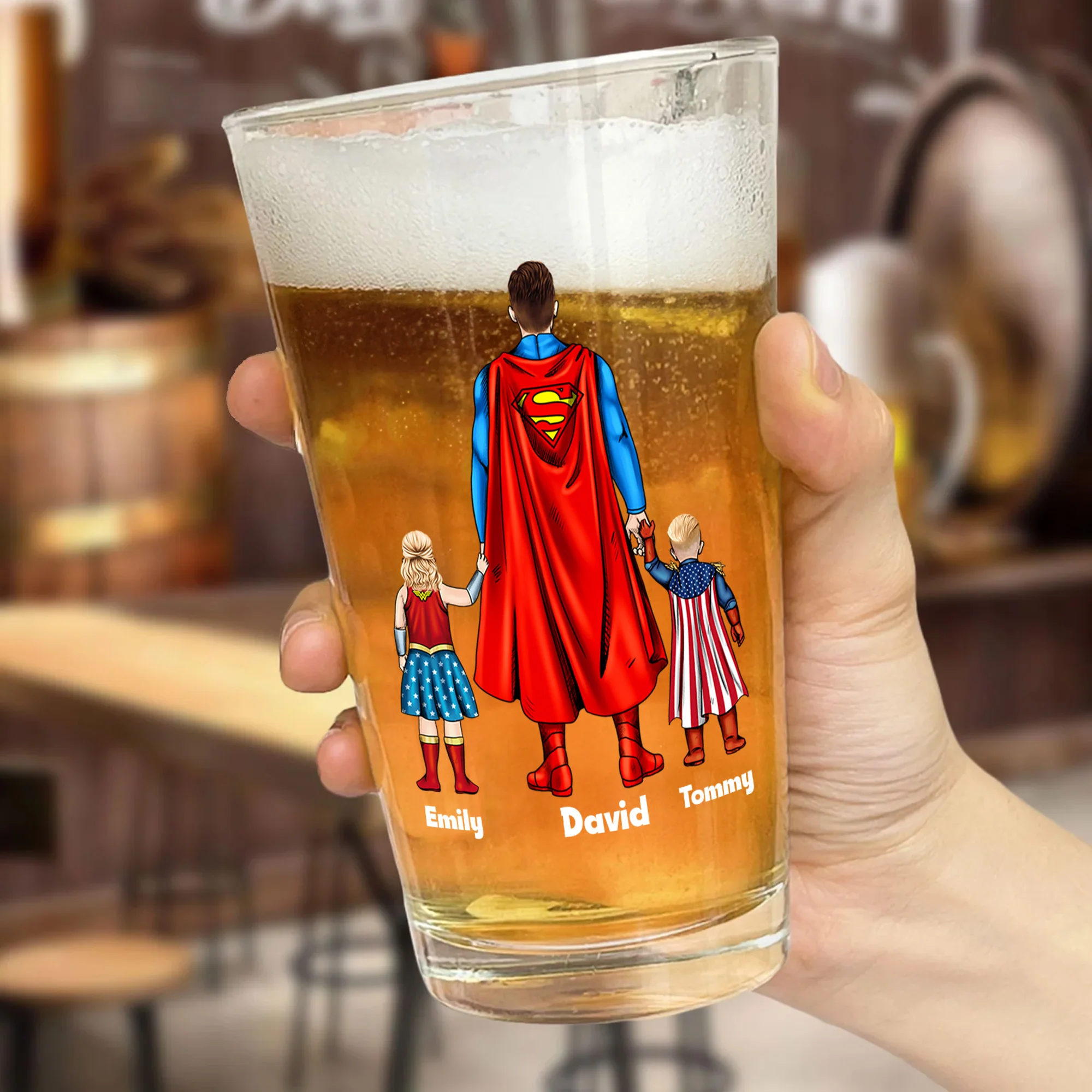Super Hero I Make Beer Disappear What Is Your Super Power - Personalized Beer Glass, Gift For Dad - Image 3