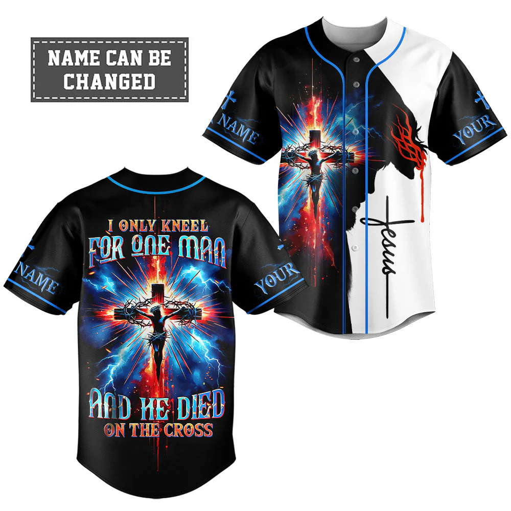 I Only Kneel For One Man Custom Name Baseball Jersey - Christant Gift For Him
