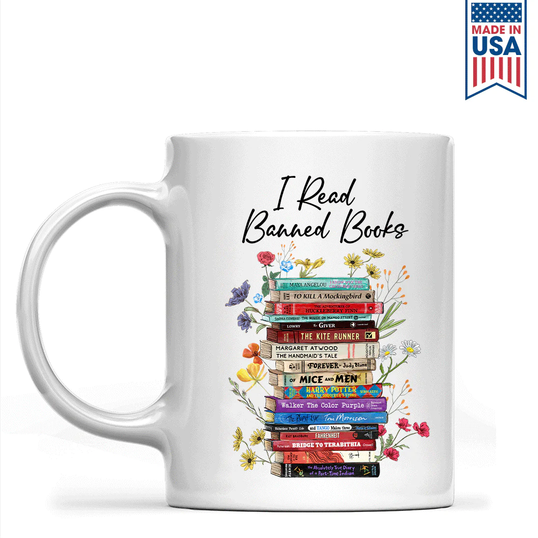 I Read Banned Books Flowers Book Lover Gift Mug
