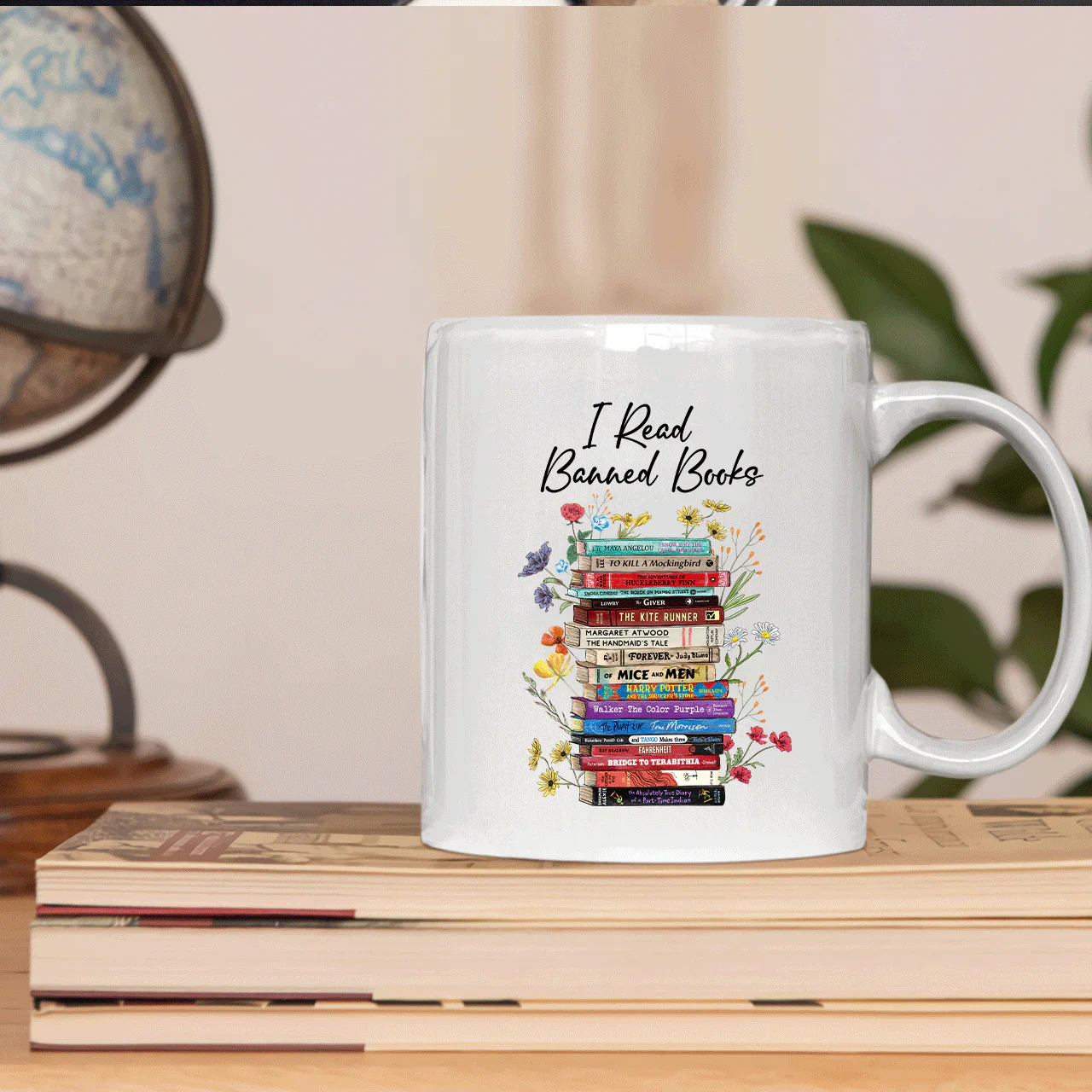 I Read Banned Books Flowers Book Lover Gift Mug - Image 3