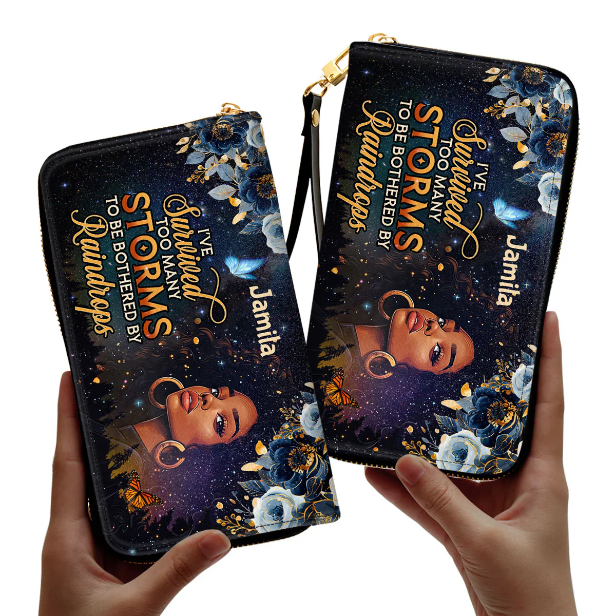 I’ve Survived Too Many Storms - Personalized Leather Clutch Purse - Inspirational Gift For Black Woman - Image 2