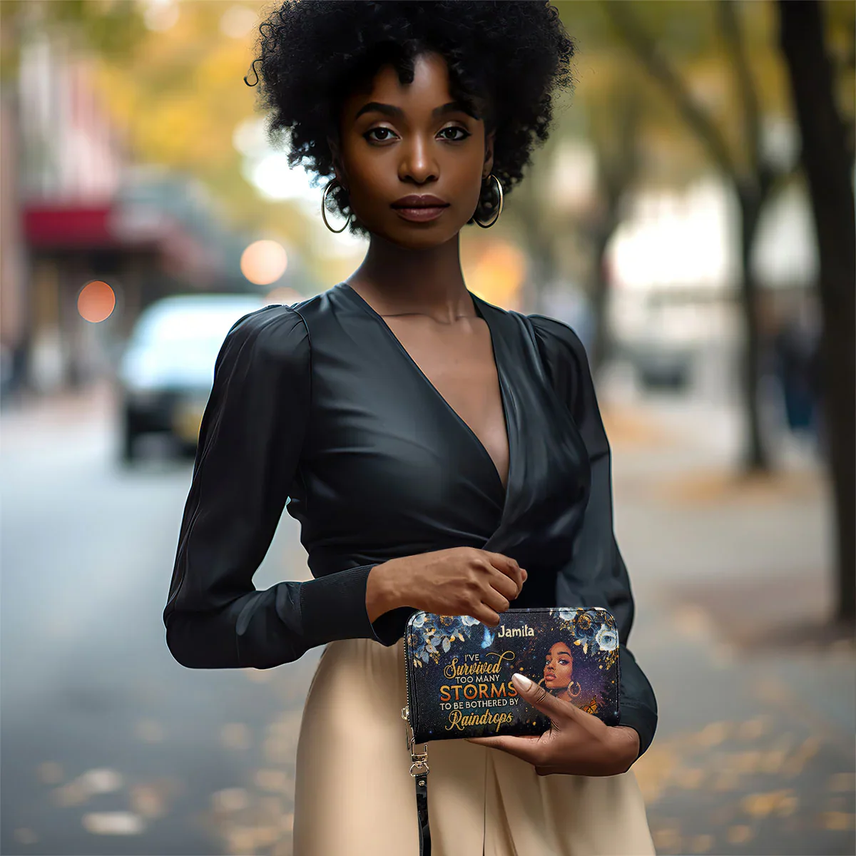 I’ve Survived Too Many Storms - Personalized Leather Clutch Purse - Inspirational Gift For Black Woman - Image 5