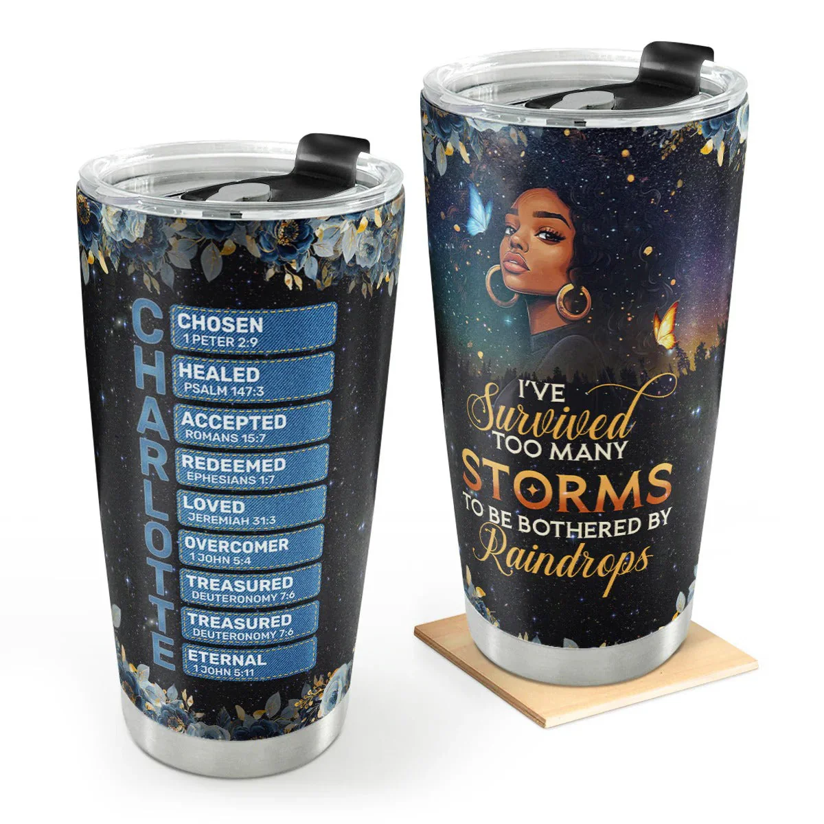 I’ve Survived Too Many Storms - Personalized Stainless Steel Tumbler - Inspirational Gift For Black Woman HD95