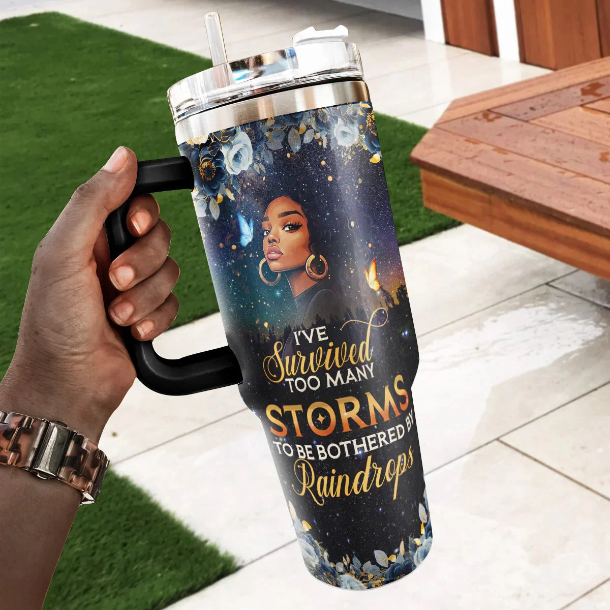 I’ve Survived Too Many Storms - Personalized Stainless Steel Tumbler - Inspirational Gift For Black Woman HD95 - Image 3