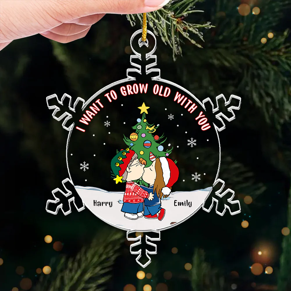 I Want To Grow Old With You - Personalized Acrylic Ornament - Christmas Gift For Couple | CL45 NL122