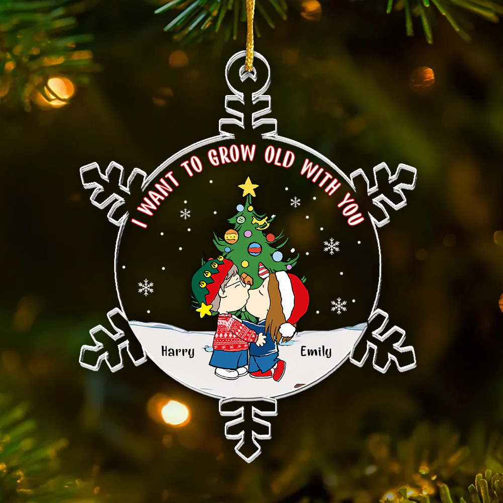 I Want To Grow Old With You - Personalized Acrylic Ornament - Christmas Gift For Couple | CL45 NL122 - Image 2