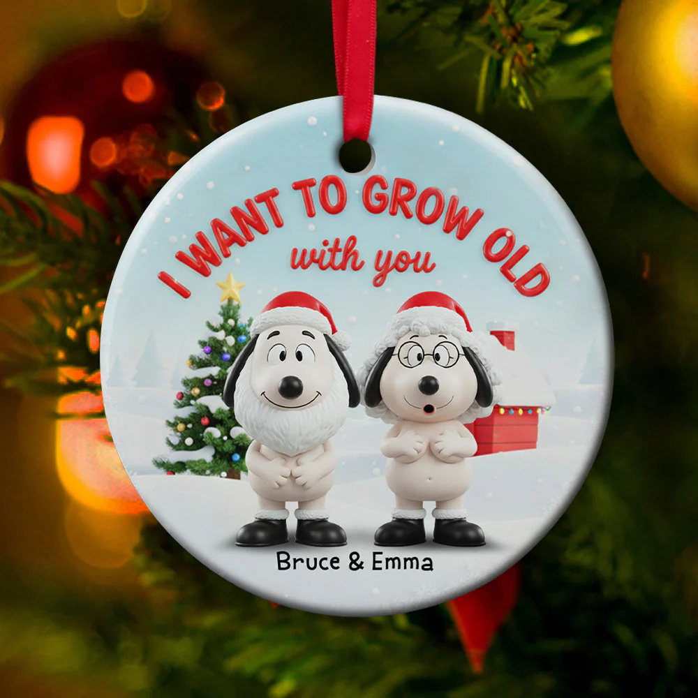 I Want To Grow With You - Personalized Ceramic Ornament - Gift For Couples NL122