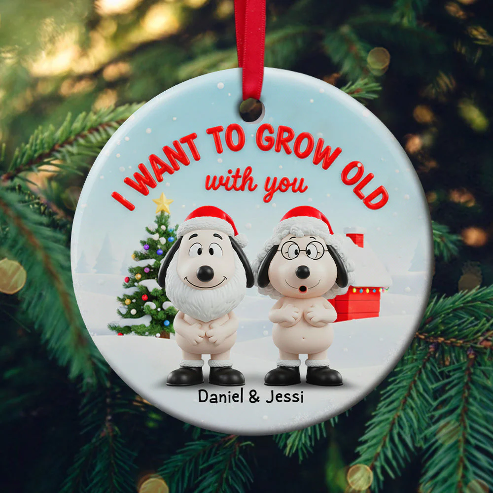 I Want To Grow With You - Personalized Ceramic Ornament - Gift For Couples NL122 - Image 2