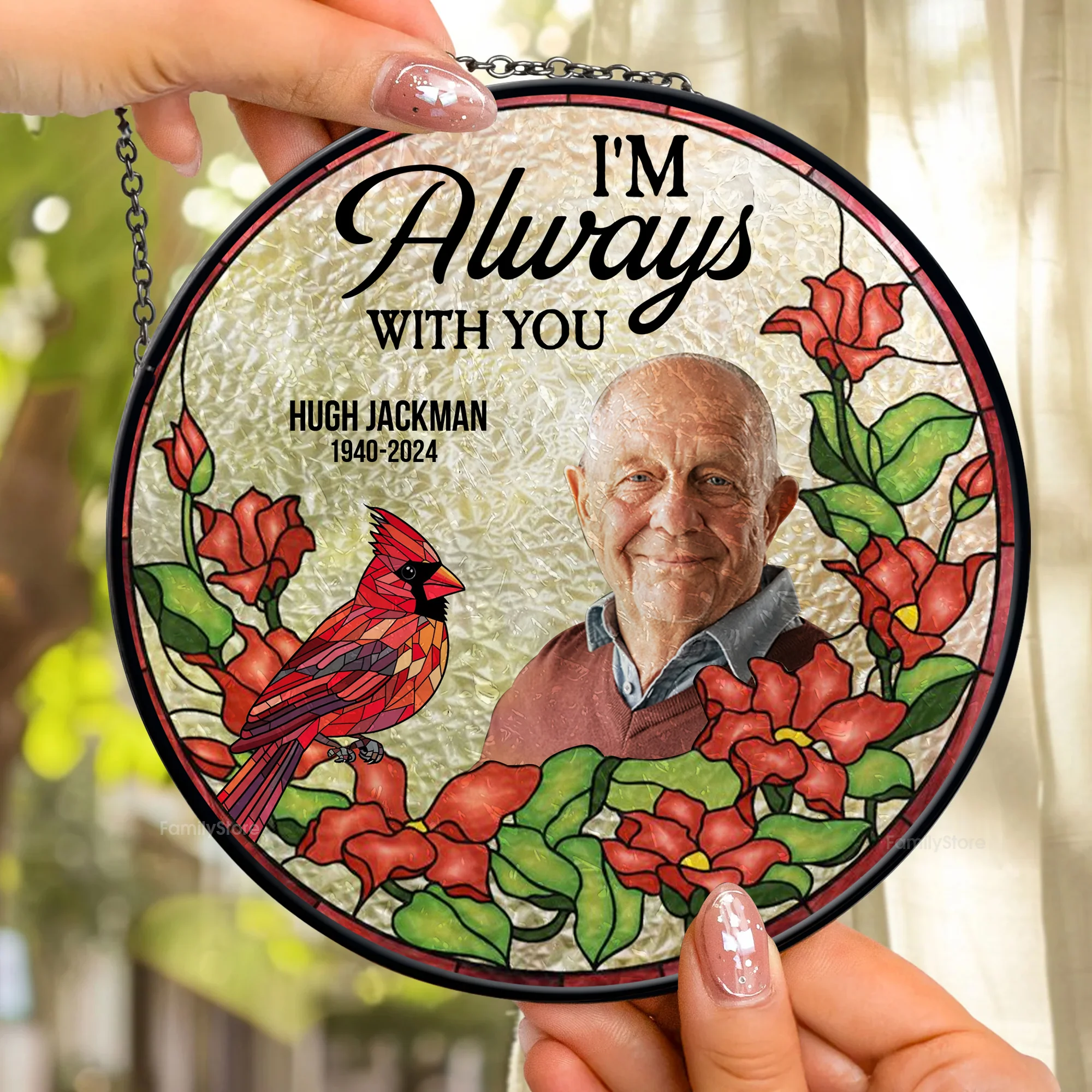 I Will Stay With You Forever- Memorial Gift - Personalized Stained Glass Window Hanging Suncatcher NA94 - Image 2