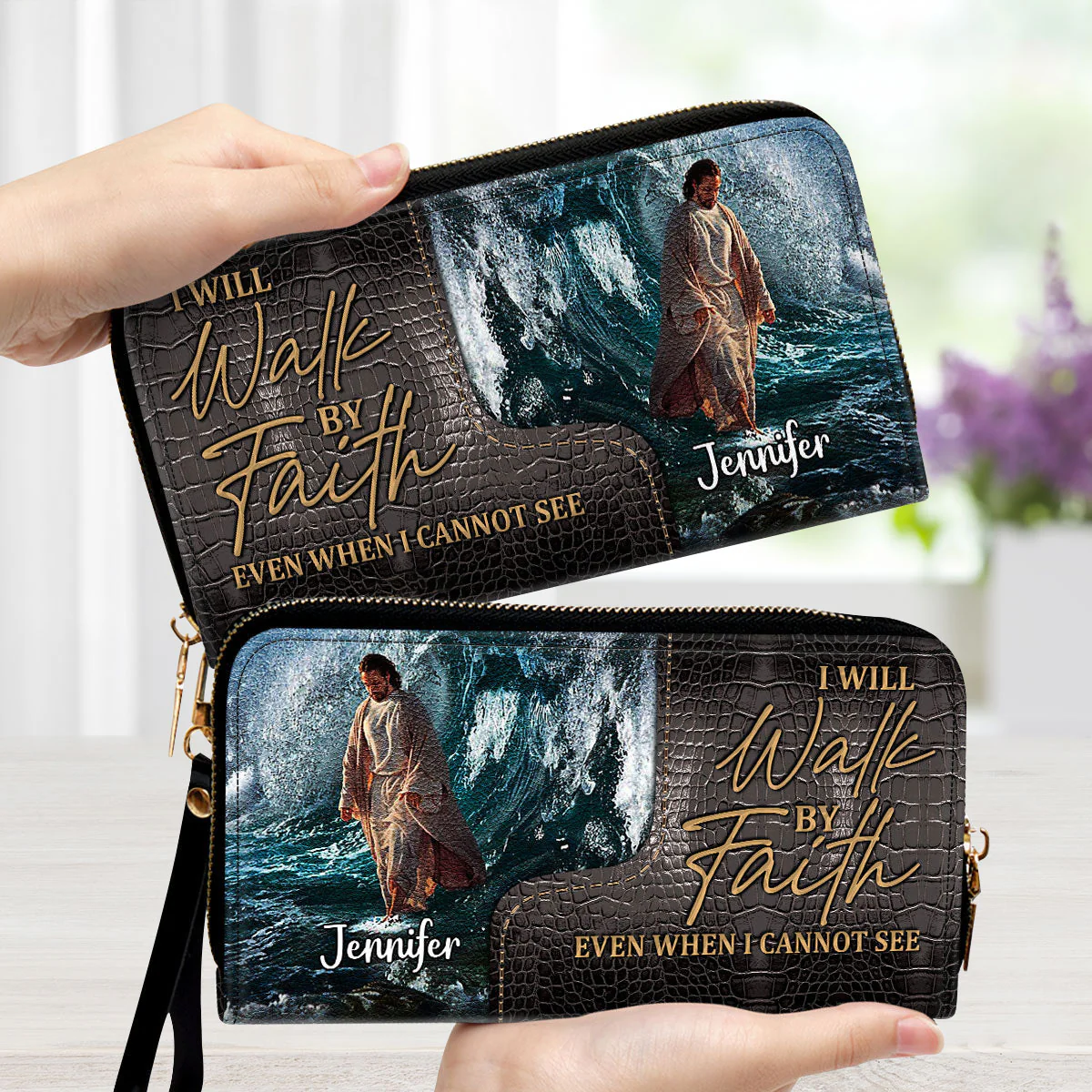 I Will Walk By Faith Even I Cannot See - Thoughtful Gift For Christians - Personalized Leather Long Wallets - AT4080829 - Image 2