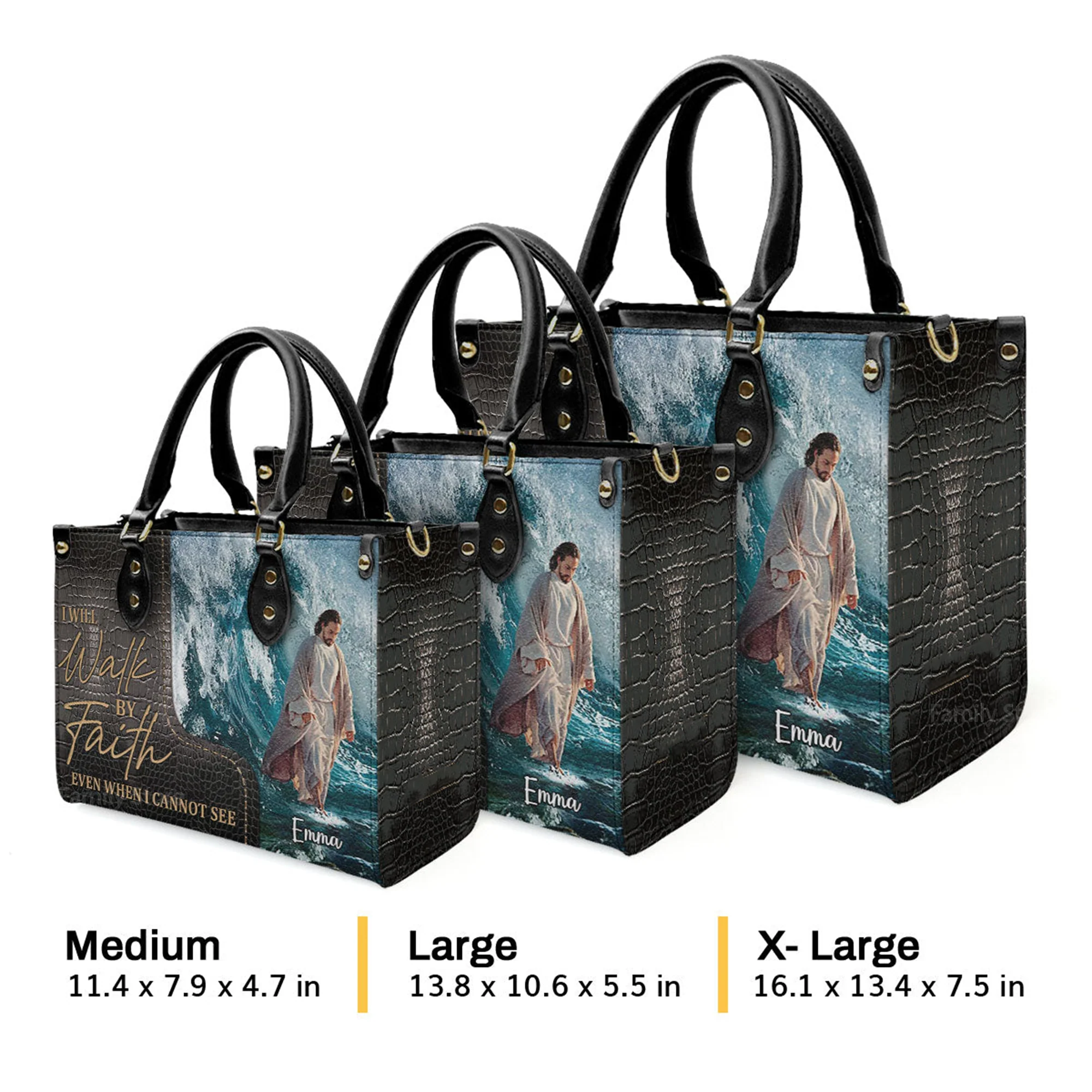 I Will Walk By Faith Even I Cannot See - Thoughtful Gift For Christians - Personalized Leather Handbag With Handle - AT4080829 - Image 4