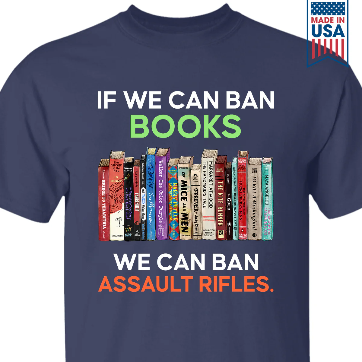 If We Can Ban Books We Can Ban Assault Rifles Book Lovers Gift T-Shirt - Image 2