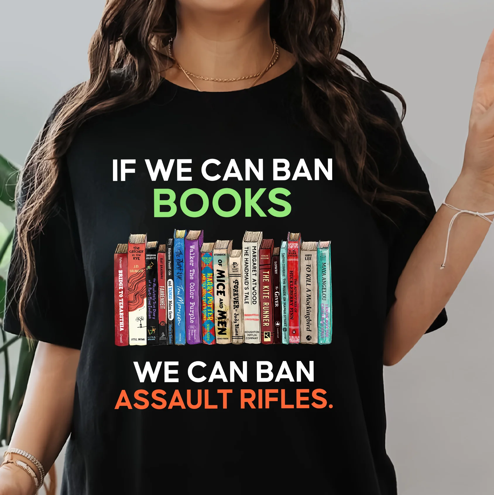 If We Can Ban Books We Can Ban Assault Rifles Book Lovers Gift T-Shirt - Image 3