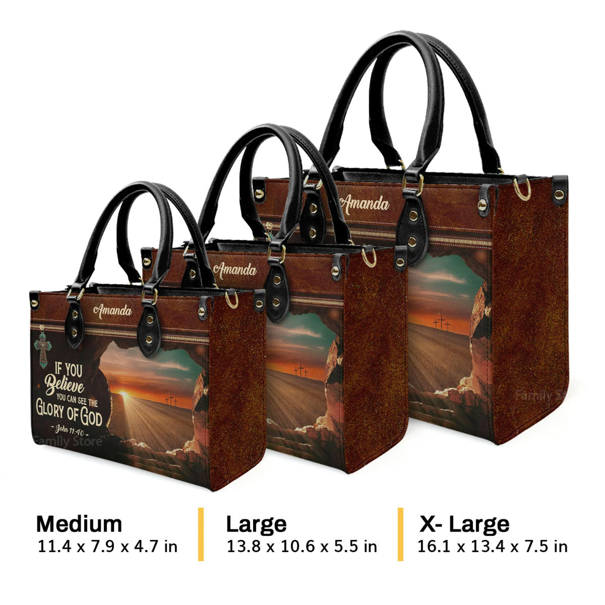 If You Believe You Can See The Glory Of God - Thoughtful Gift For Christians - Personalized Leather Handbag With Handle - AT4080830 - Image 4