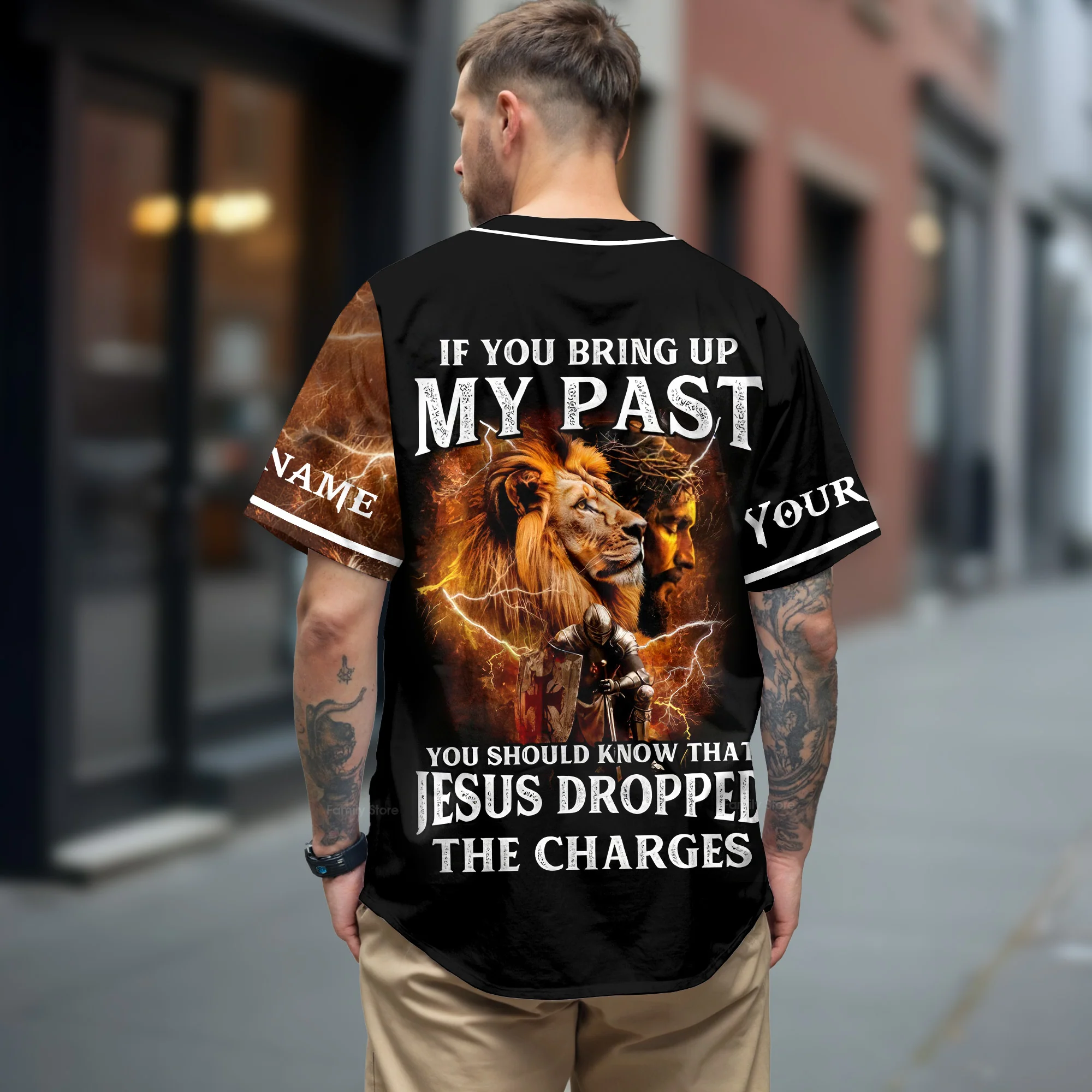 If You Bring Up My Past, You Should Know That Jesus Dropped The Charges Custom Name Baseball Jersey - Christant Gift For Him - Image 3