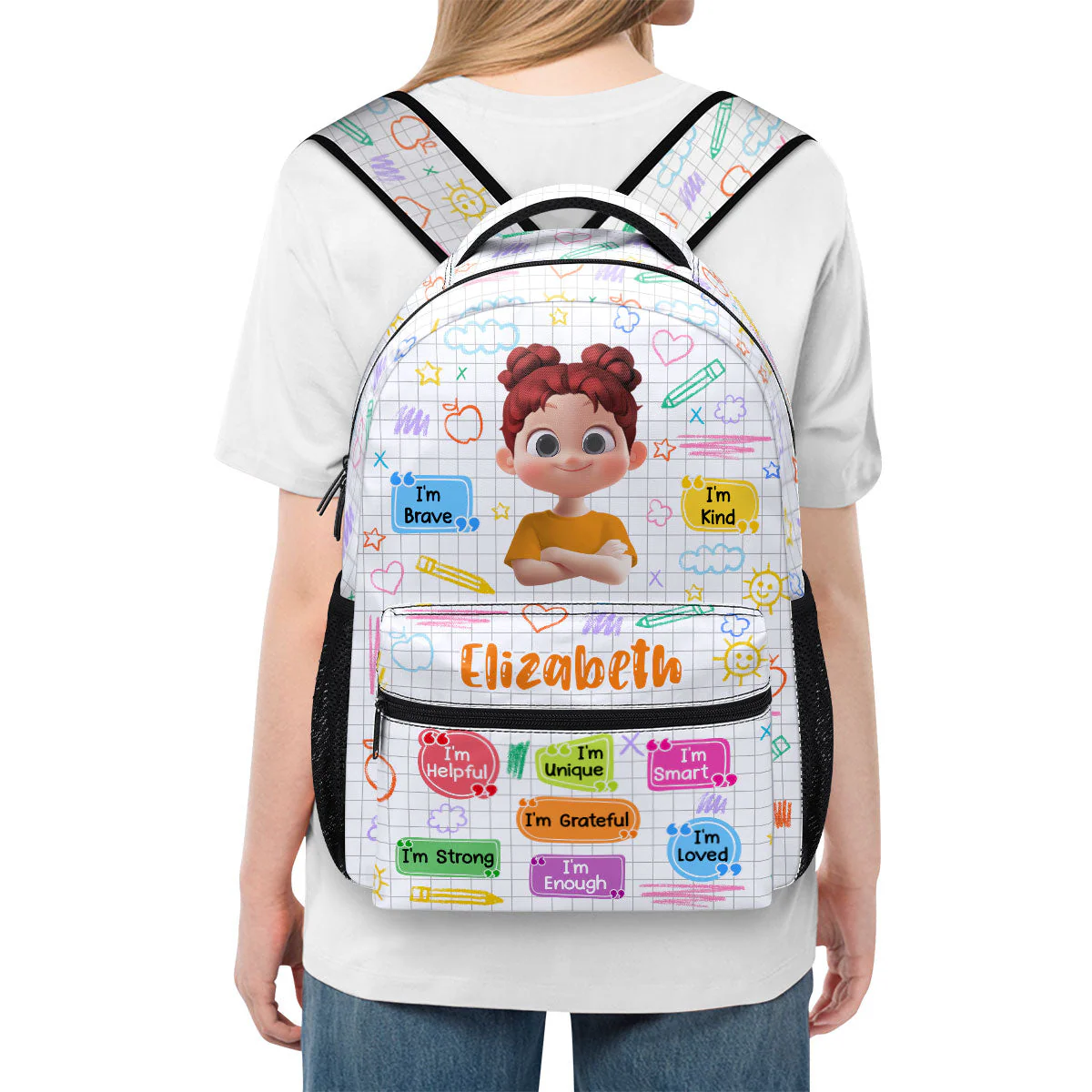 I'm Helpful I'm Unique - Personalized Canvas Backpack | GR29.Ver 3 TD118 - Image 4