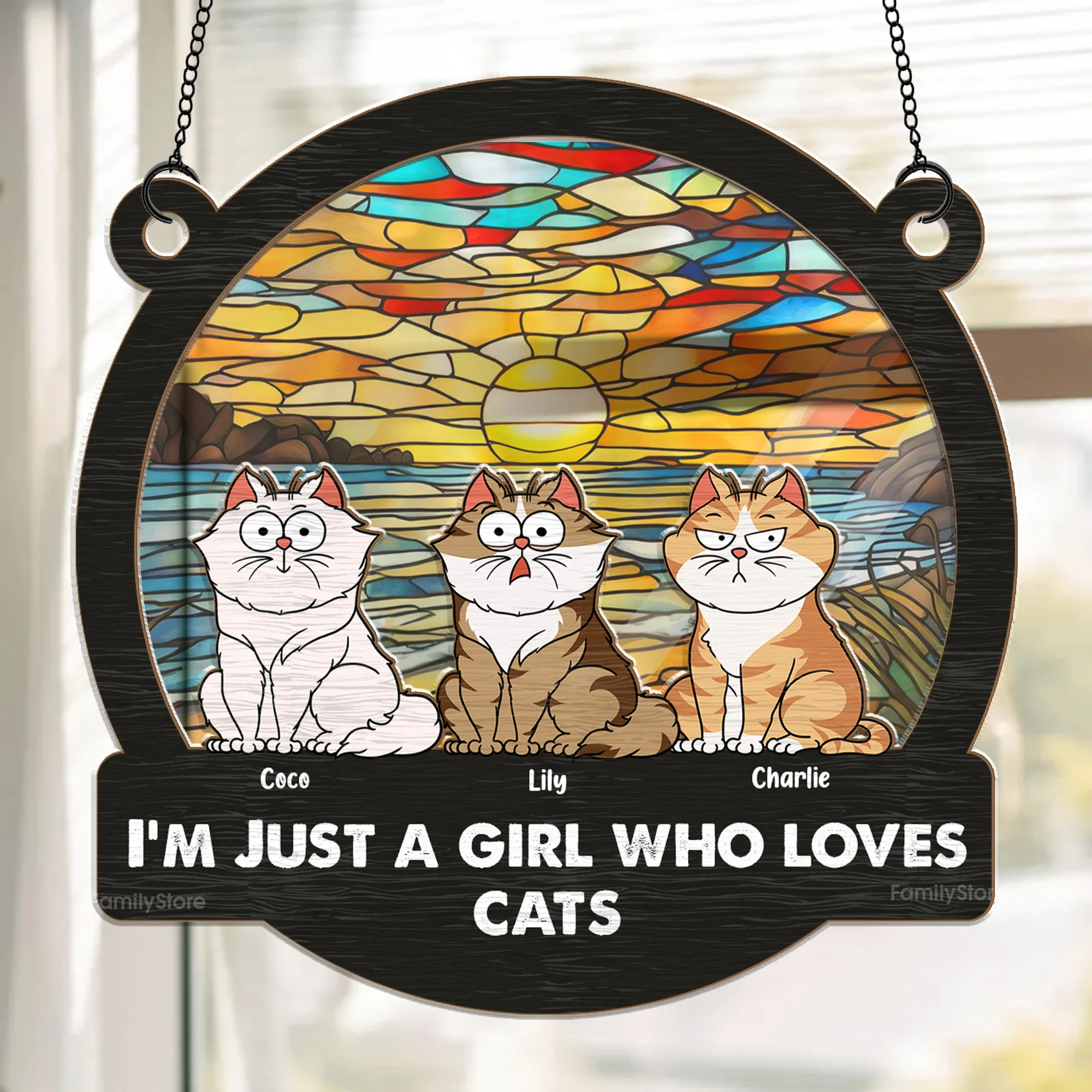 I'm Just A Girl Who Loves Cats - Gift For Cat Lovers - Personalized Window Hanging Window Hanging Suncatcher Ornament - CLP02 NA94