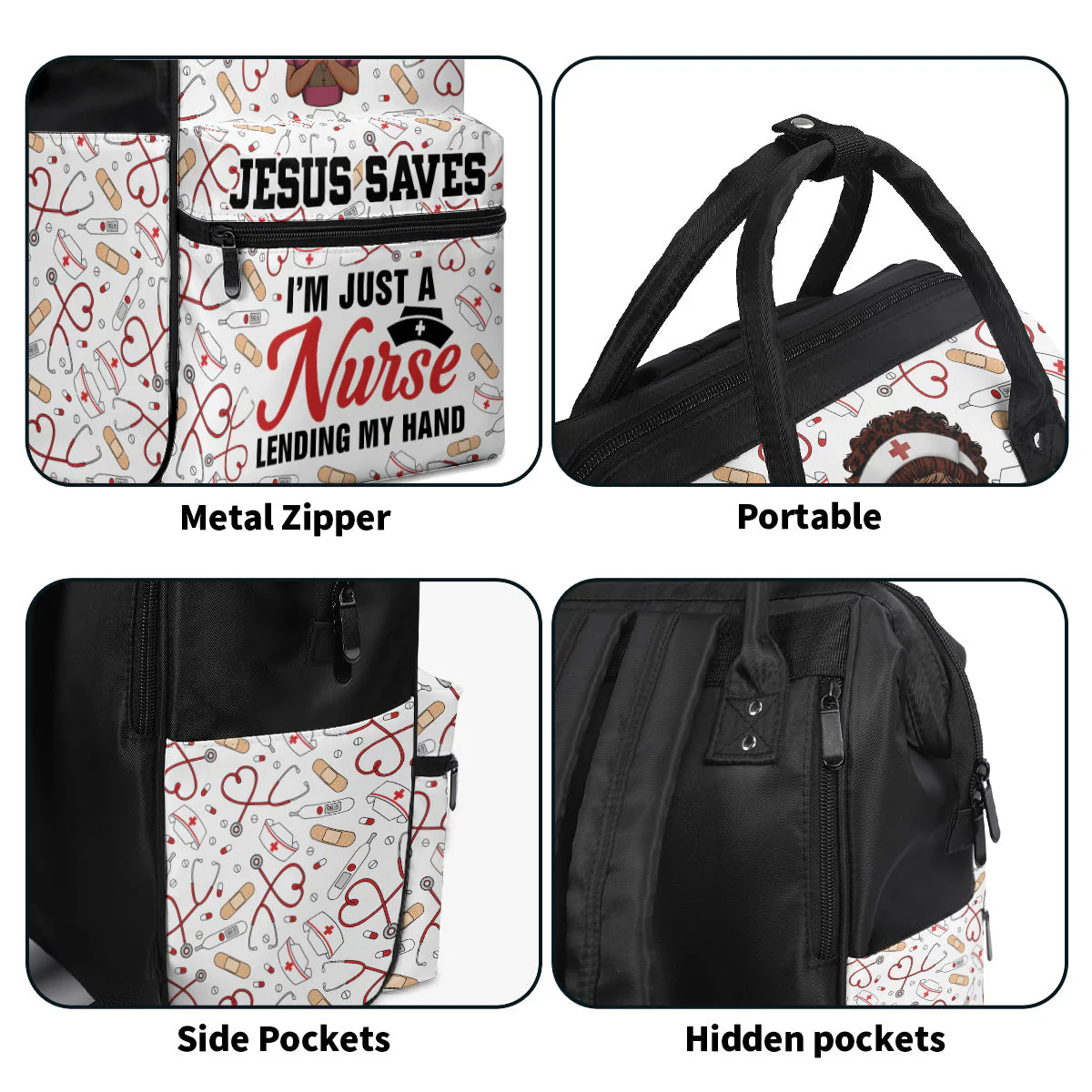 I’m Just A Nurse Lending My Hand - Personalized Duckbilled Backpack - Gift For Nurse HN02 - Image 8