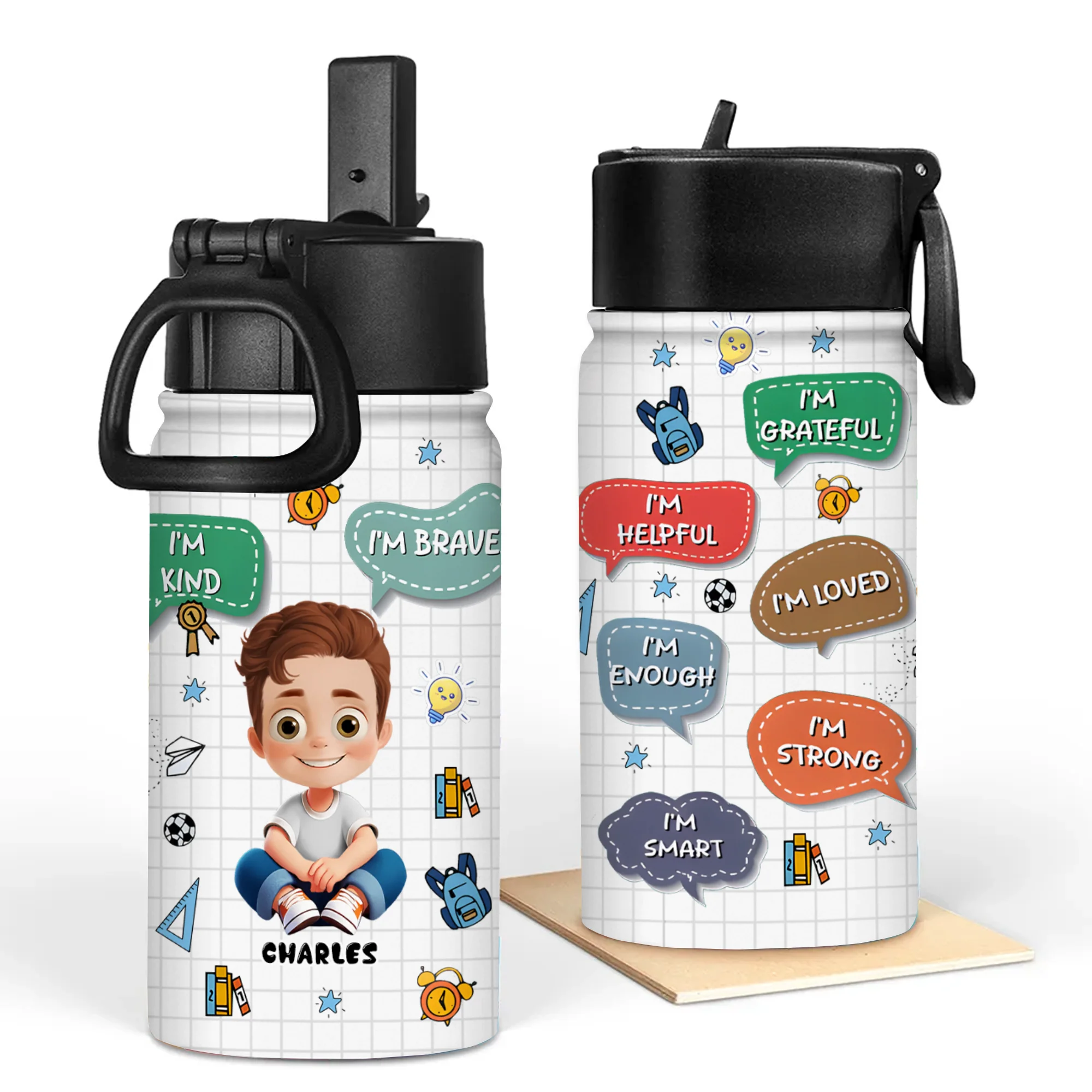 I'm Kind I'm Brave - Personalized Kid Water Bottle - Gift For Kids | GR29.02 TD118