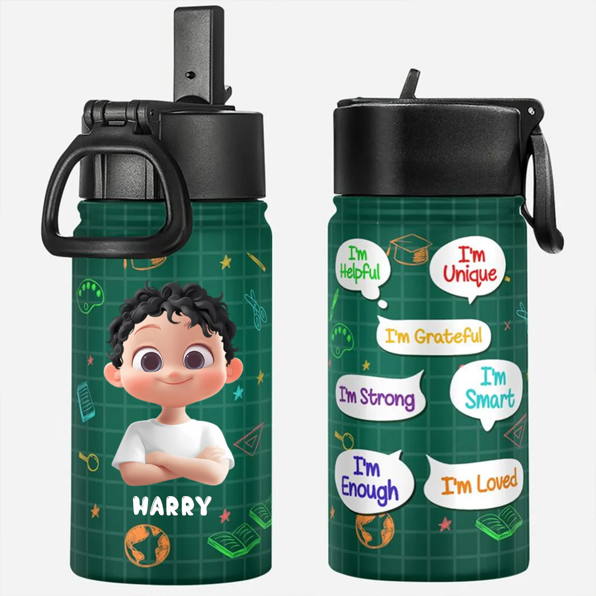 I'm Kind I'm Brave - Personalized Kid Water Bottle - Gift For Kids | GR29 TD118 - Image 3