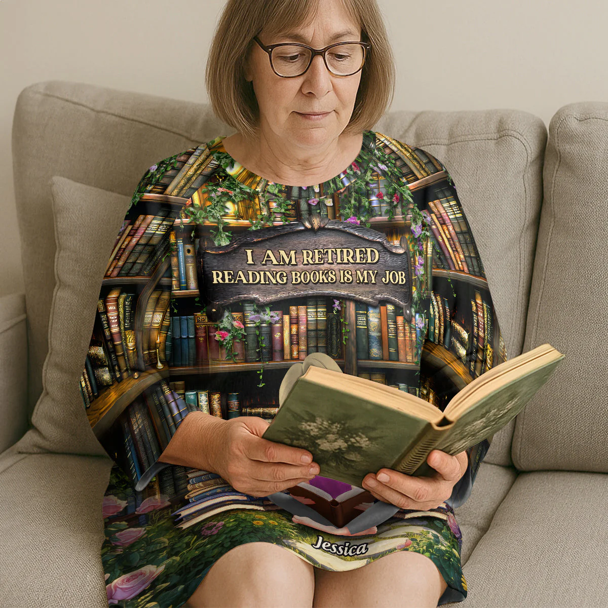 I'm Retired Reading Book is My Job - Personalized Sleep Tee | CLB2 - Image 5