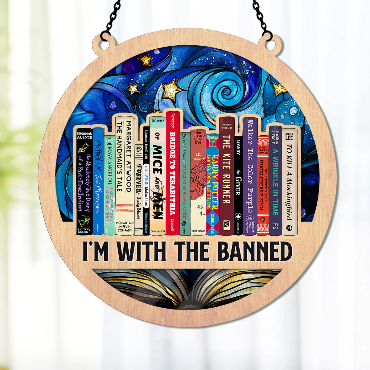 I'm With The Banned - Personalized Window Hanging Suncatcher - Image 4