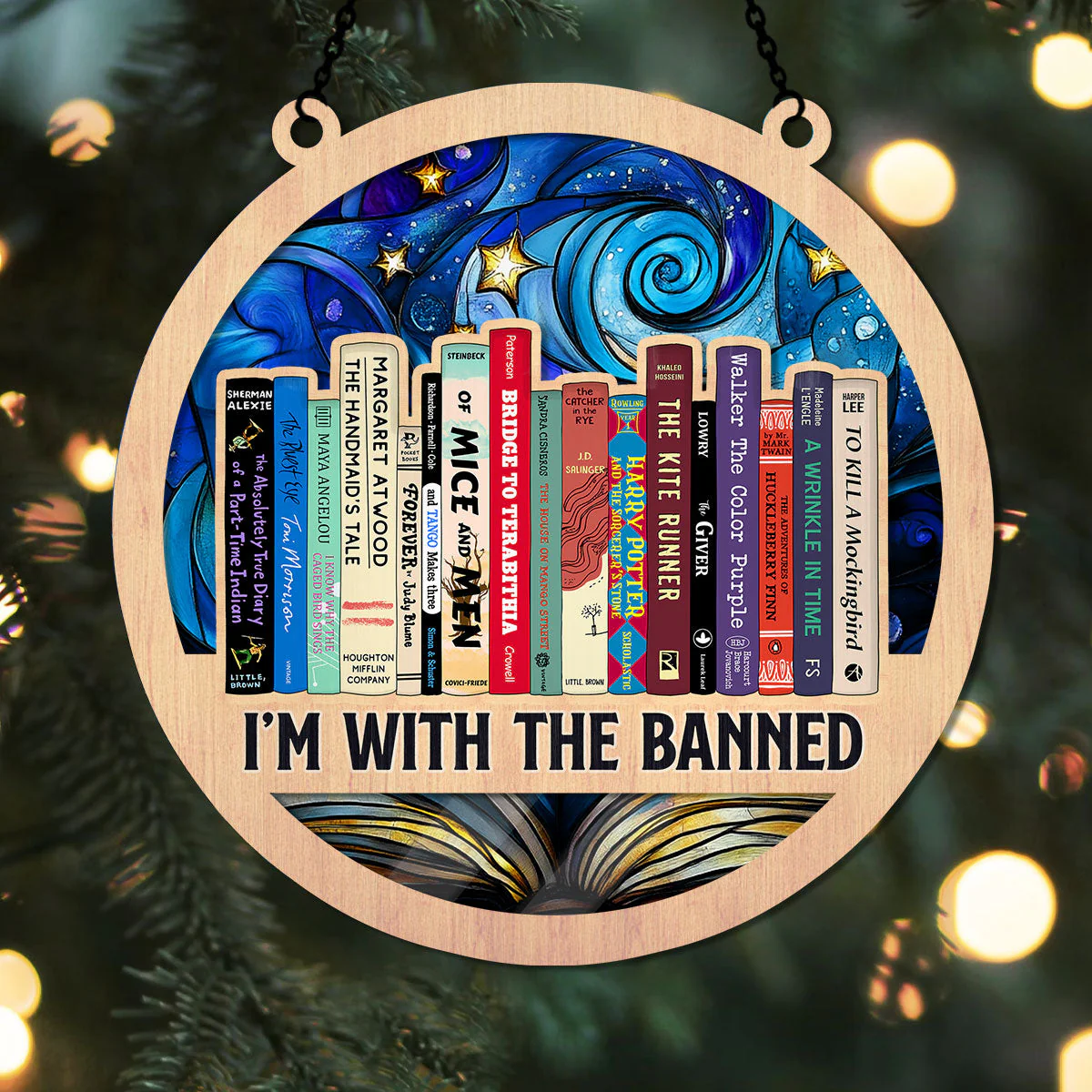 I'm With The Banned - Personalized Window Hanging Suncatcher - Image 5
