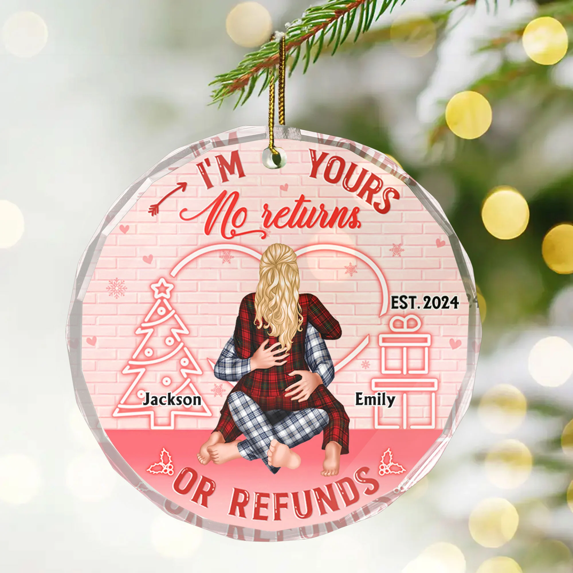 I'm Yours No Return Or Refund - Gift for Couples, Wedding - Personalized Glass Ornament - CL28 - Image 2