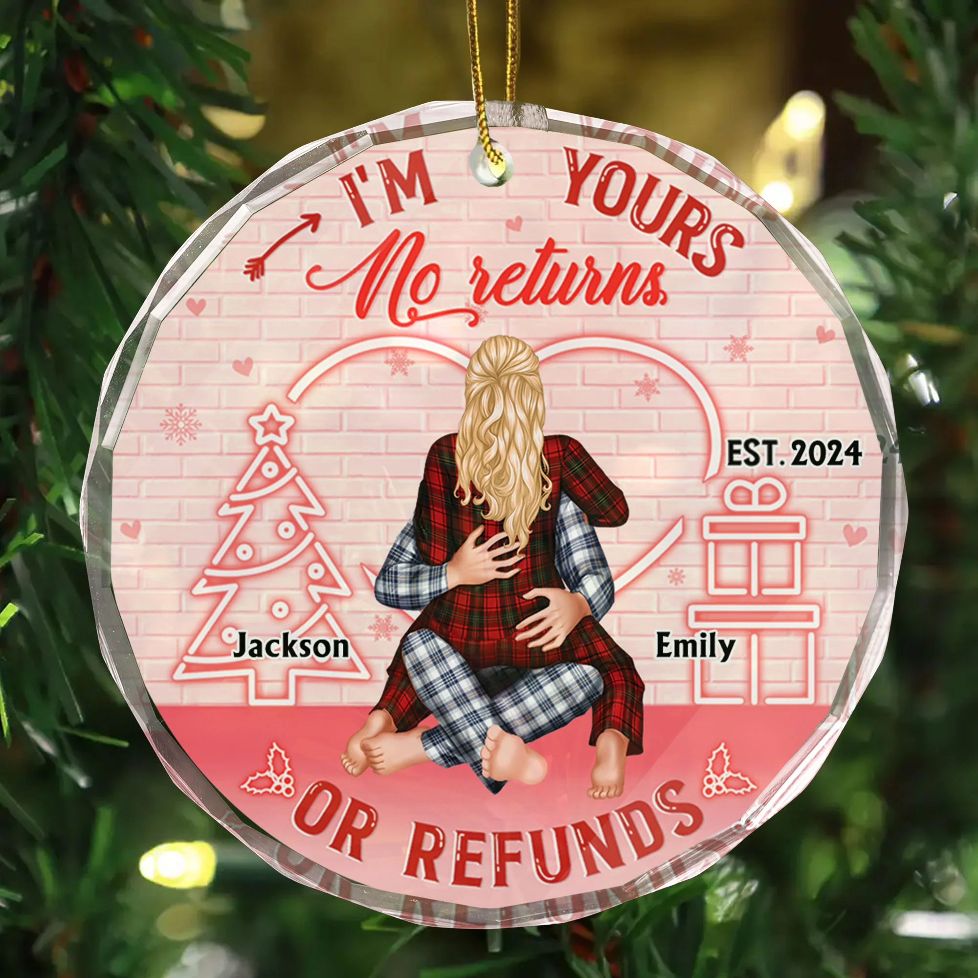 I'm Yours No Return Or Refund - Gift for Couples, Wedding - Personalized Glass Ornament - CL28 - Image 3