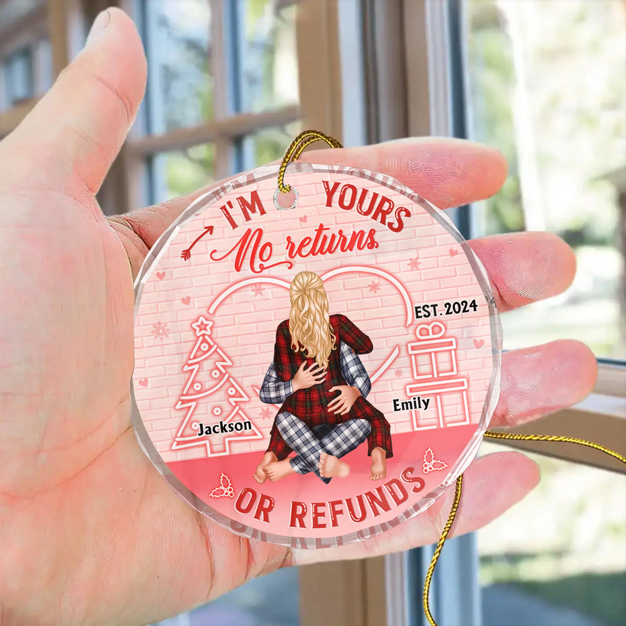 I'm Yours No Return Or Refund - Gift for Couples, Wedding - Personalized Glass Ornament - CL28 - Image 4