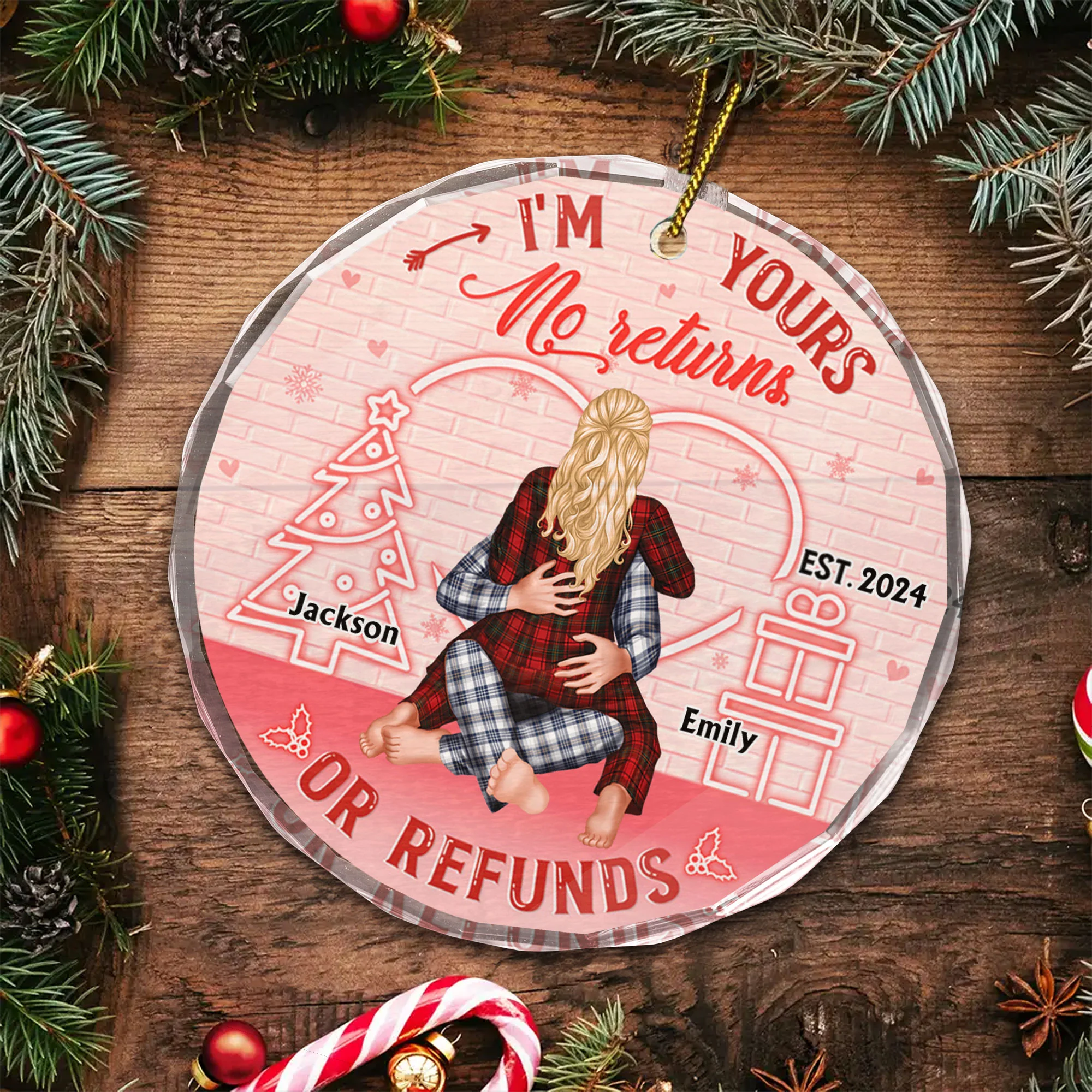 I'm Yours No Return Or Refund - Gift for Couples, Wedding - Personalized Glass Ornament - CL28 - Image 5