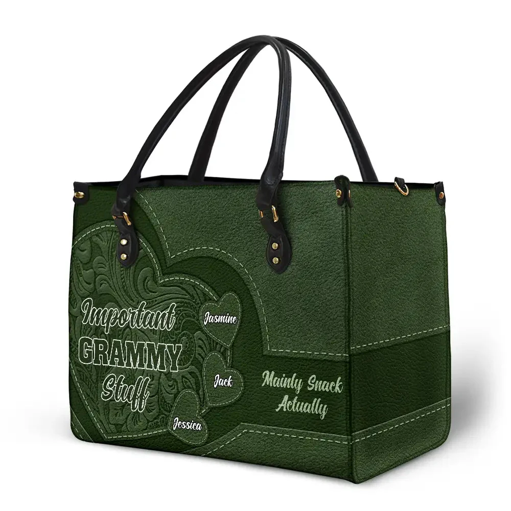 Important Nana Stuff  - Personalized Leather HandBag - Gift For Mother, Grandma, Grandmother, Mother's Day NA94 - Image 2