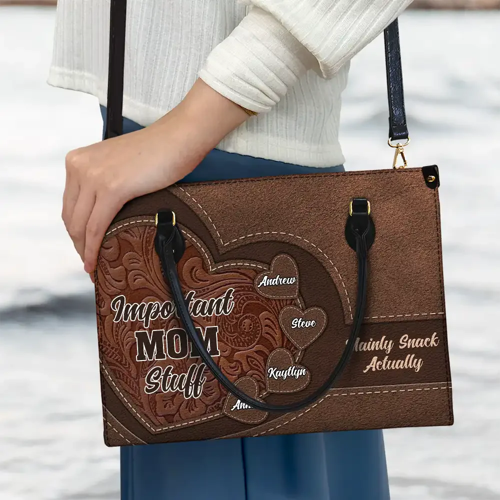 Important Nana Stuff  - Personalized Leather HandBag - Gift For Mother, Grandma, Grandmother, Mother's Day NA94 - Image 3