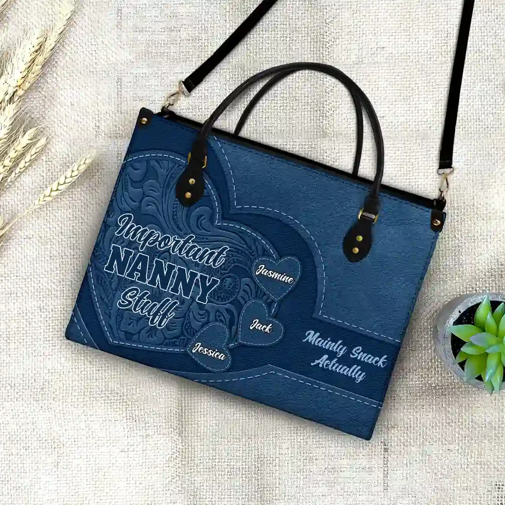 Important Nana Stuff  - Personalized Leather HandBag - Gift For Mother, Grandma, Grandmother, Mother's Day NA94 - Image 4
