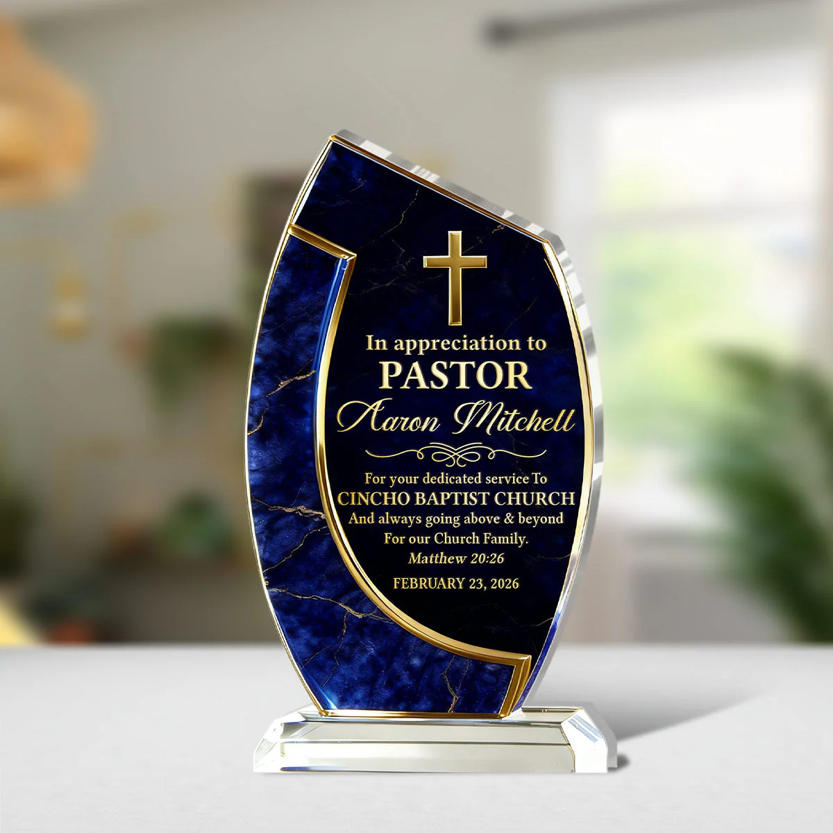 In Appreciation To Pastor - Personalized Custom Shaped Acrylic Plaque - Christian Gift For Family - Image 4