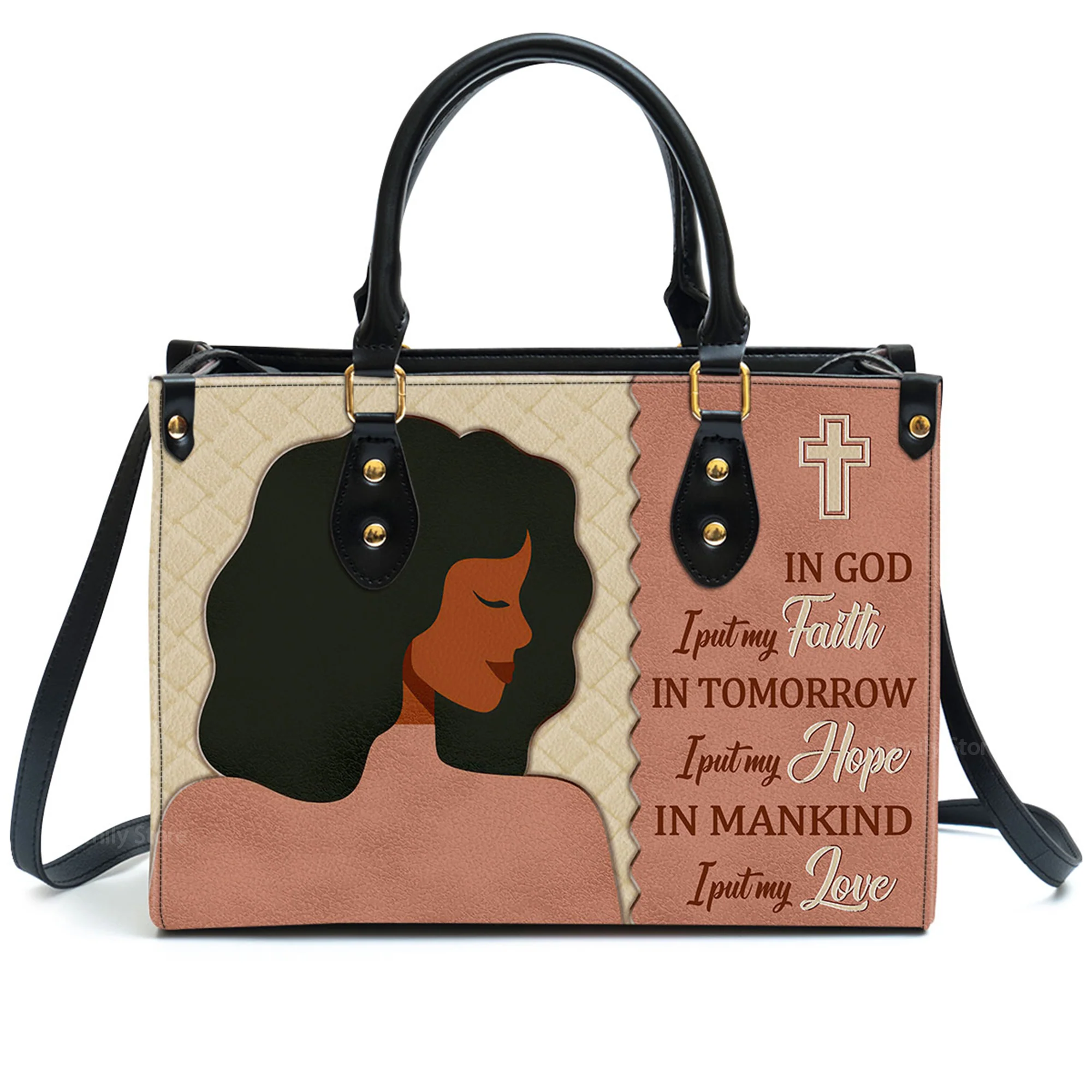 In God I Put My Faith - Thoughtful Gift For Christians - Personalized Leather Handbag With Handle - AT4080832 - Image 2