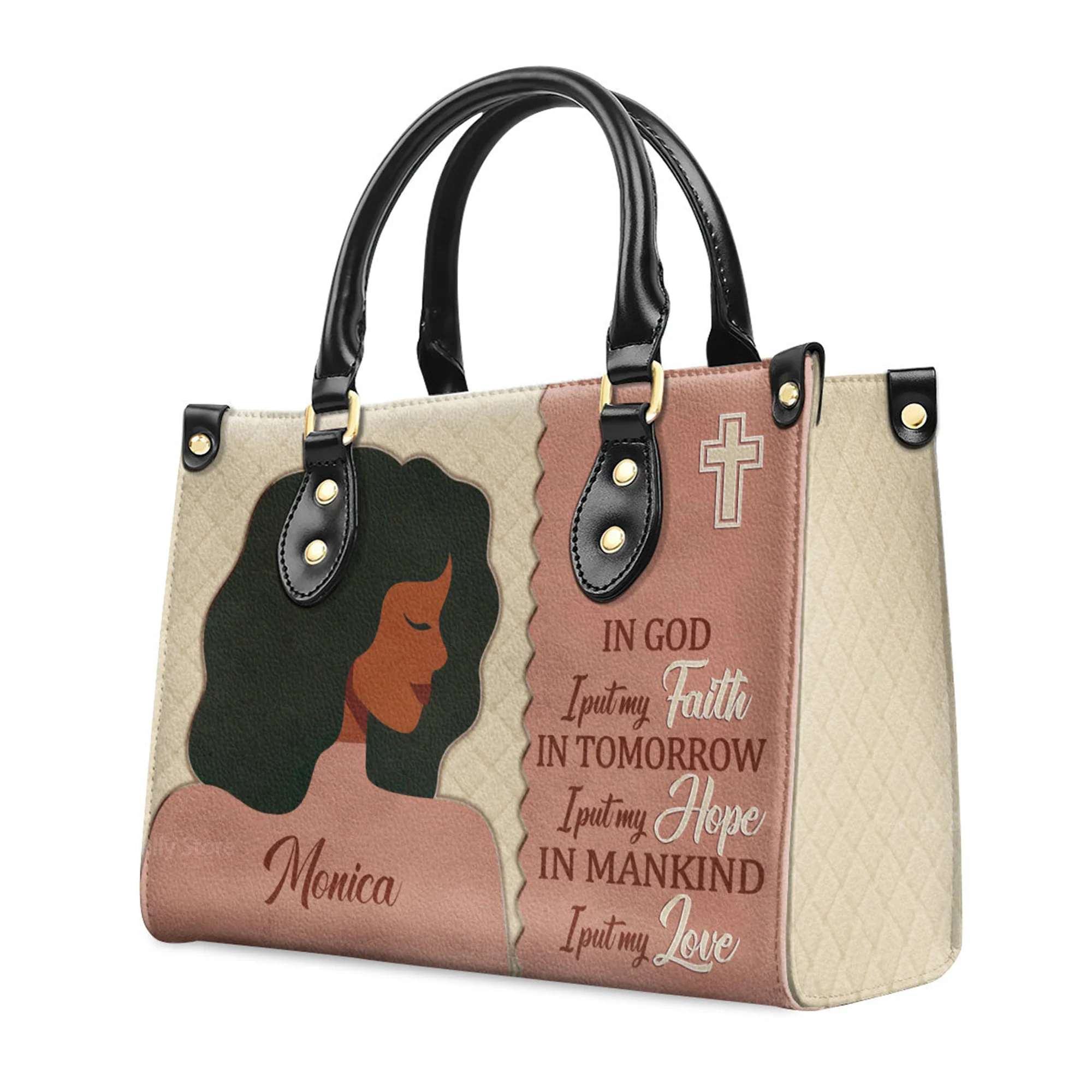 In God I Put My Faith - Thoughtful Gift For Christians - Personalized Leather Handbag With Handle - AT4080832 - Image 3