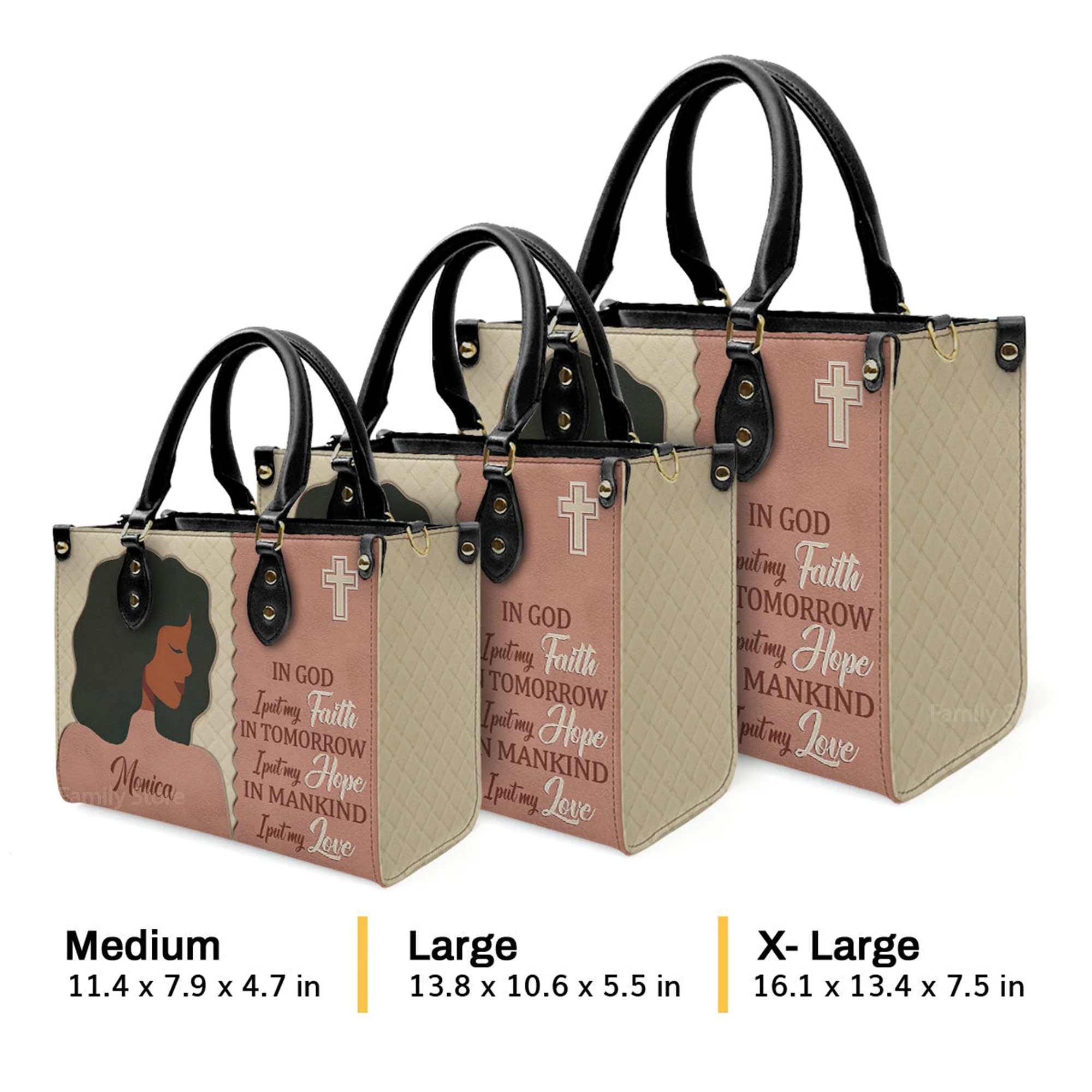 In God I Put My Faith - Thoughtful Gift For Christians - Personalized Leather Handbag With Handle - AT4080832 - Image 4