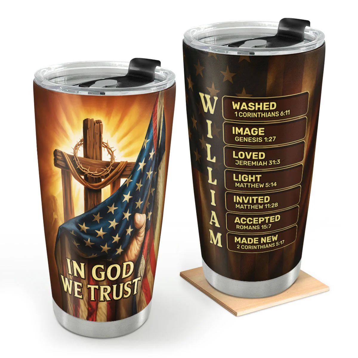 In God We Trust - Personalized Stainless Steel Tumbler - Gift For Him HN02