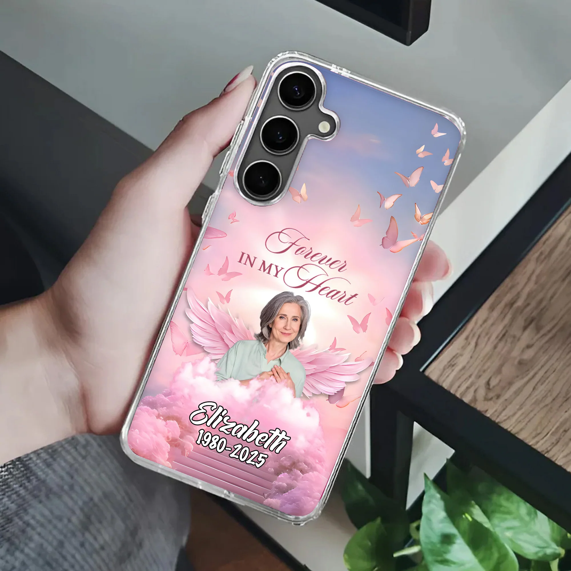 In Loving Memory Angel Wings Butterflies - Personalized Custom Phone Case - Memorial Gift TD118 - Image 4