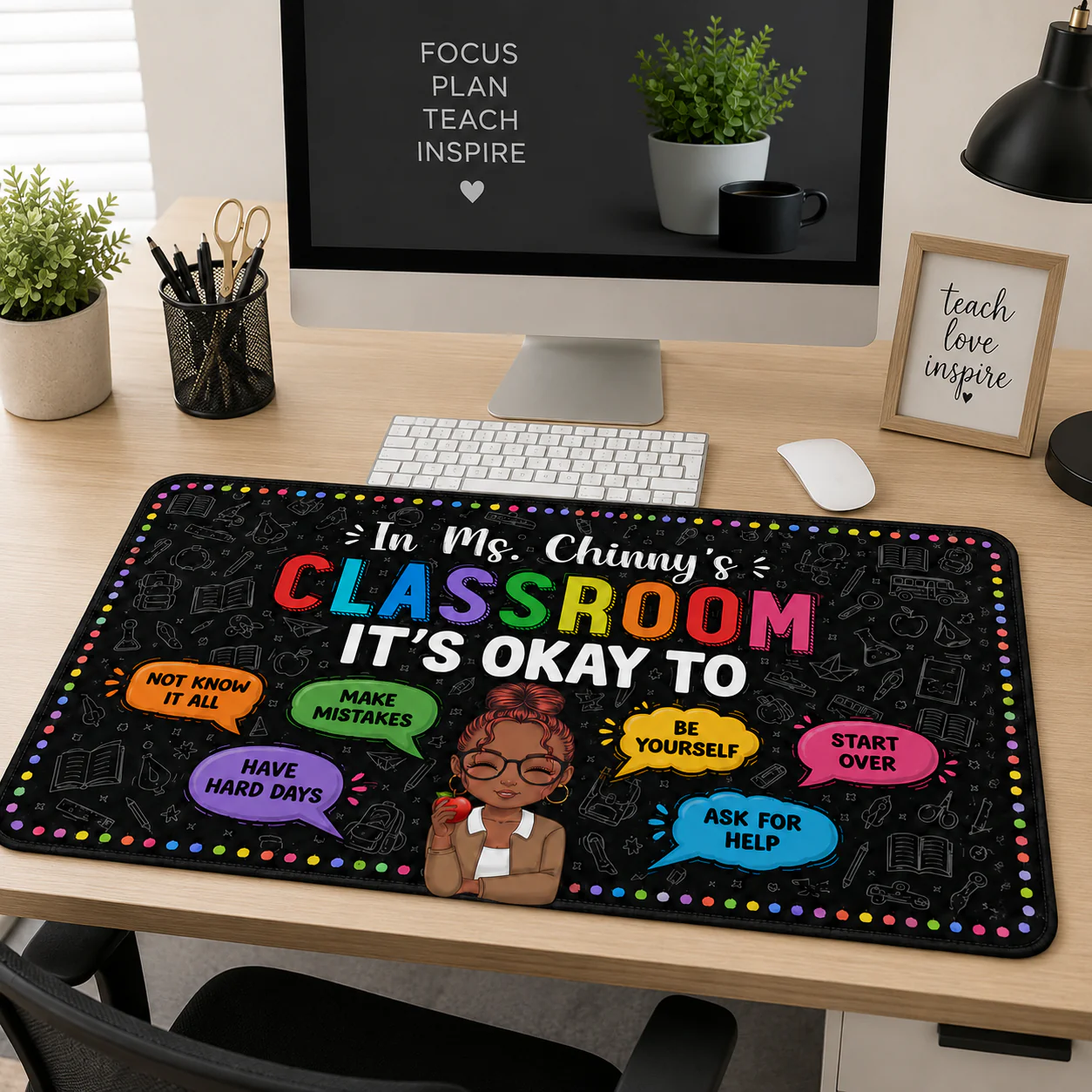 In My Classroom Everything Is Okay - Personalized Desk Mat - Gifts For Teacher, Back To School - Image 3