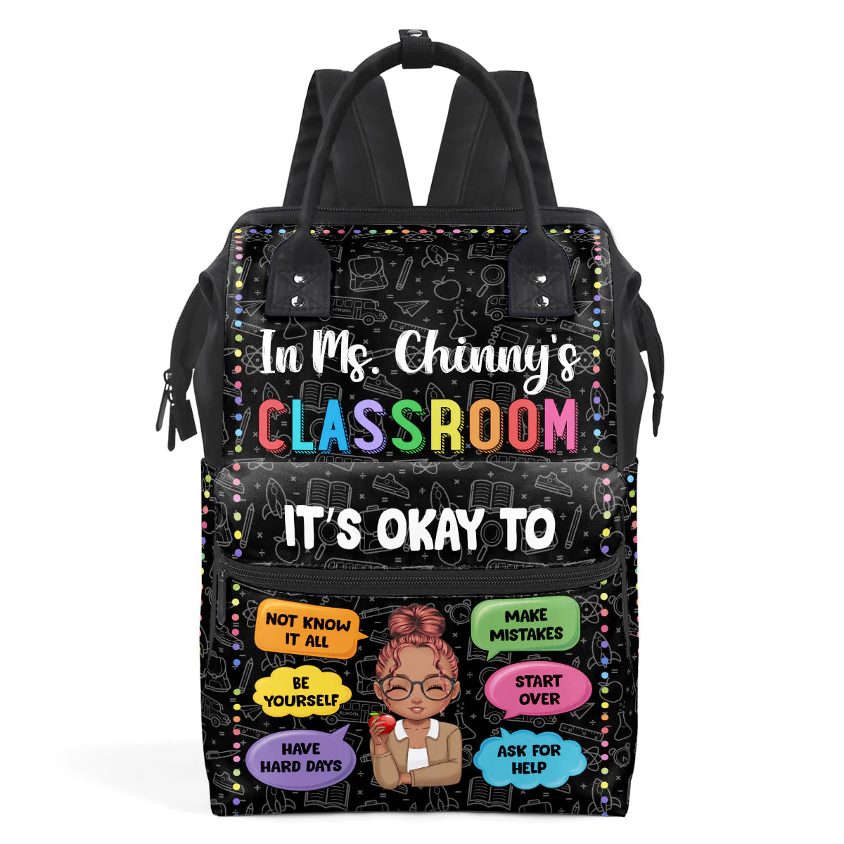 In My Classroom Everything Is Okay - Personalized Duckbilled Backpack - Gift For Teacher, Back To School | CLTC05 HH01