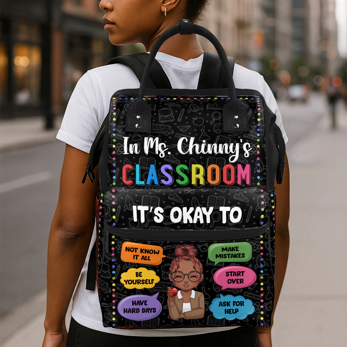In My Classroom Everything Is Okay - Personalized Duckbilled Backpack - Gift For Teacher, Back To School | CLTC05 HH01 - Image 3