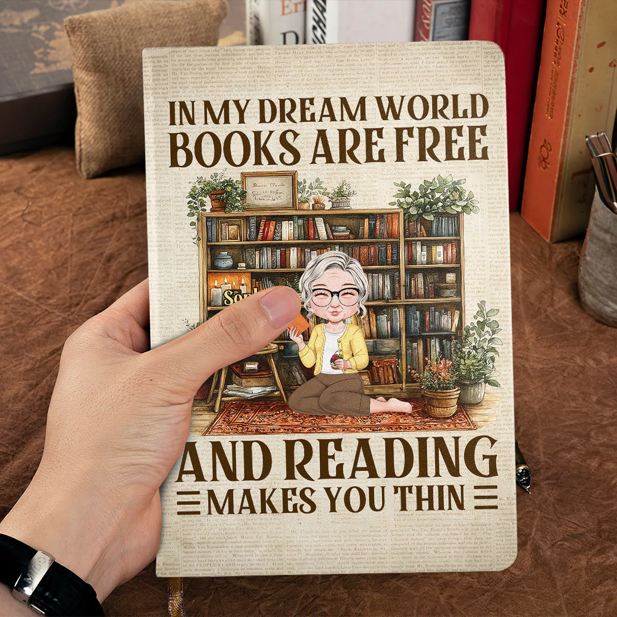 In My Dream World Books Are Free And Reading Makes You Thin - Personalized Leather Cover Notebook - Gift For Book Lover, Reader, Her | CLB1 HH01 - Image 2