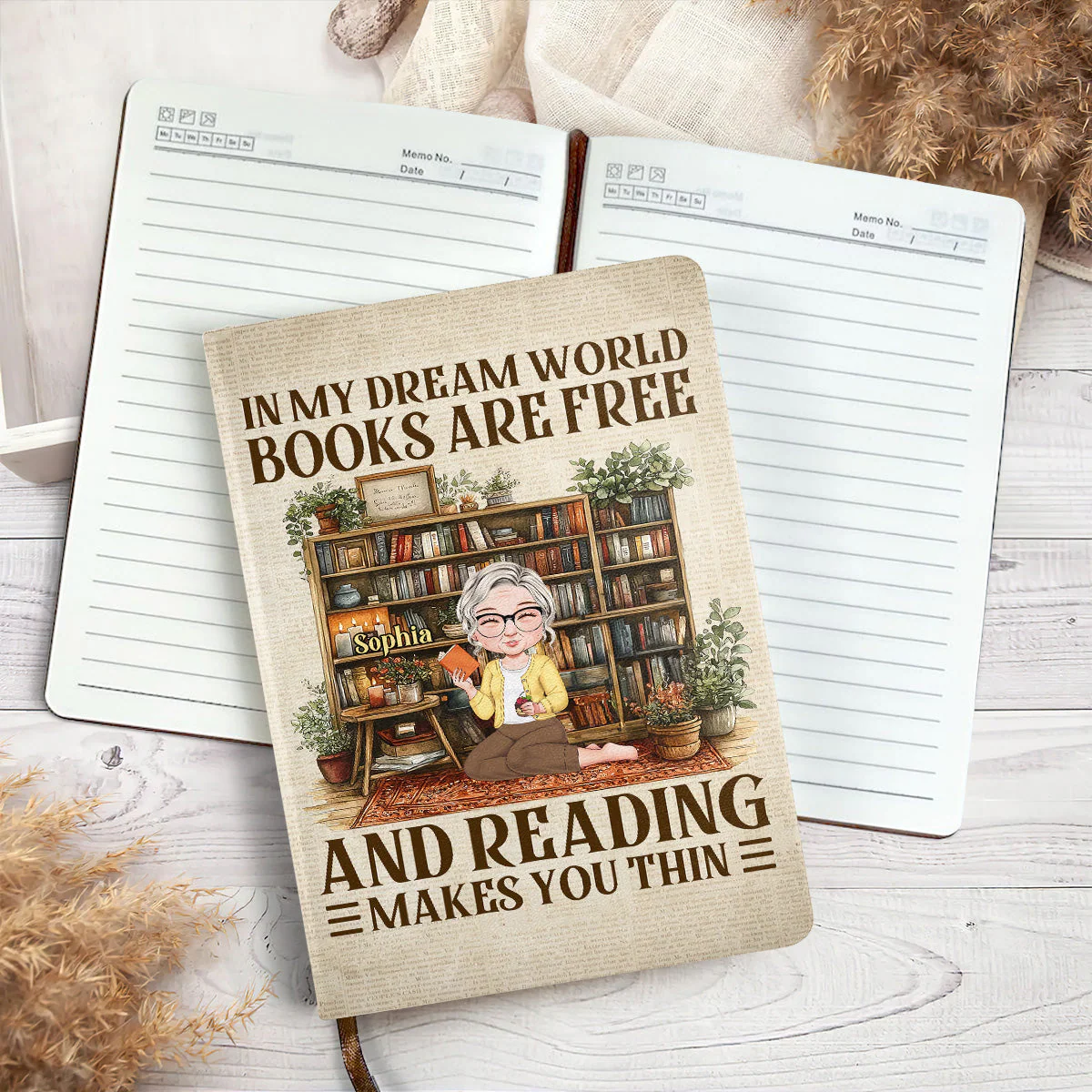 In My Dream World Books Are Free And Reading Makes You Thin - Personalized Leather Cover Notebook - Gift For Book Lover, Reader, Her | CLB1 HH01 - Image 4