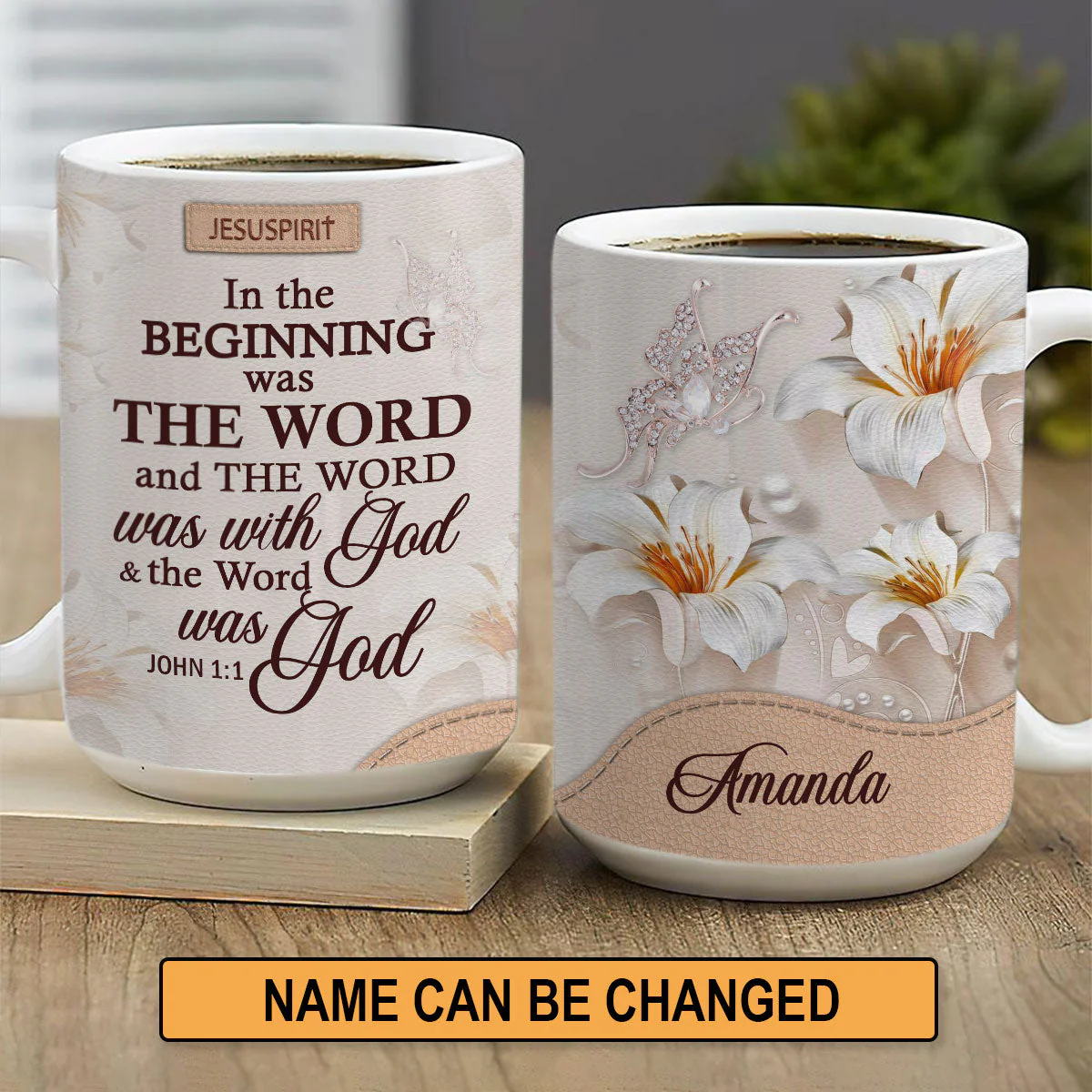 In The Beginning Was The World - Personalized Mug - Christian Gift For Her BA01
