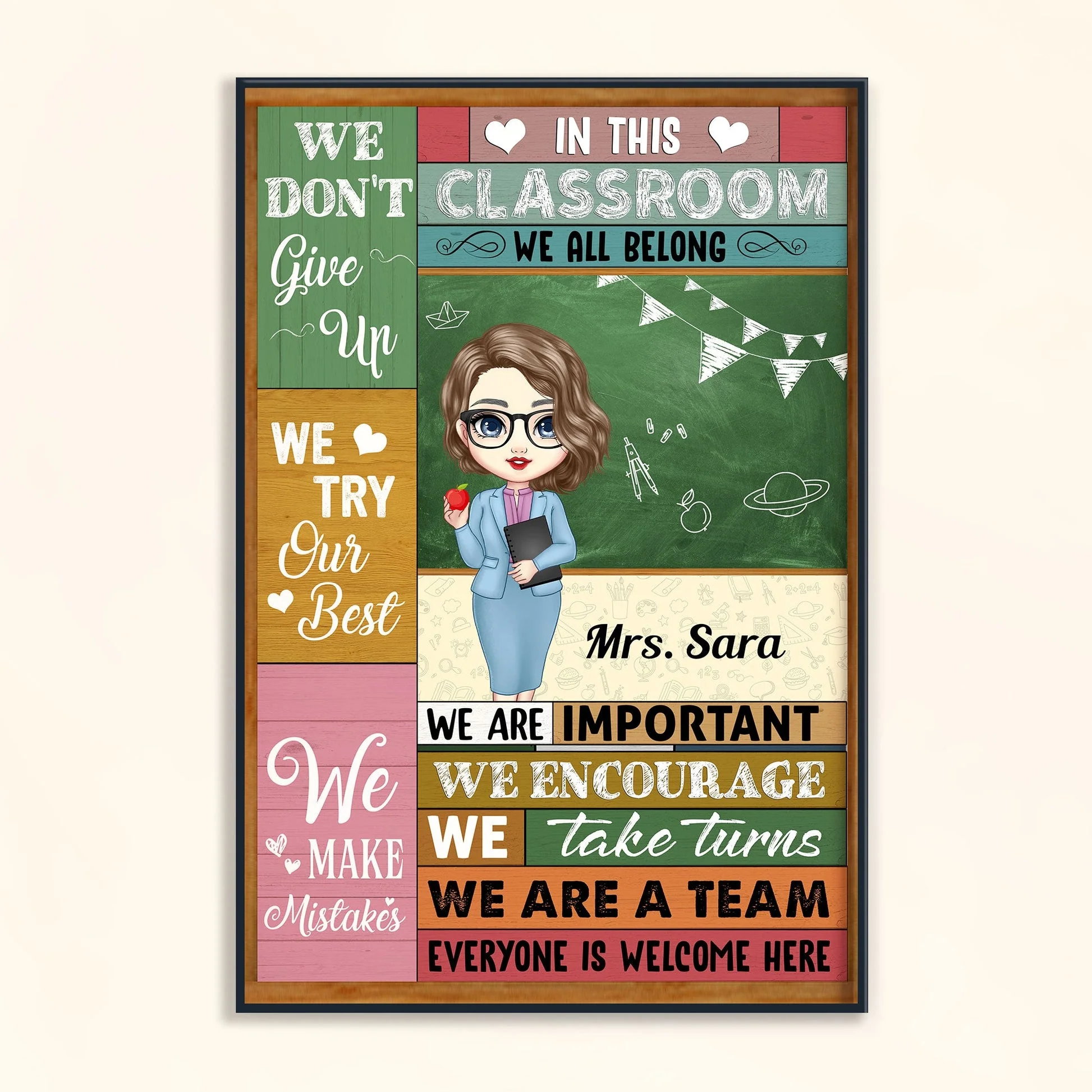 In This Classroom We're A Team - Personalized Poster/Wrapped Canvas, Back To School Gift For Teachers | CLTC01
