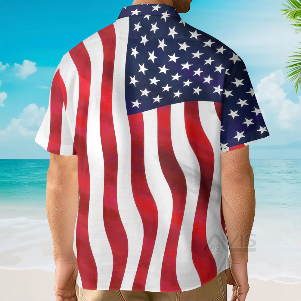 Independence Day American Flag Fun Rooster Breast - Hawaiian Shirt - Image 3