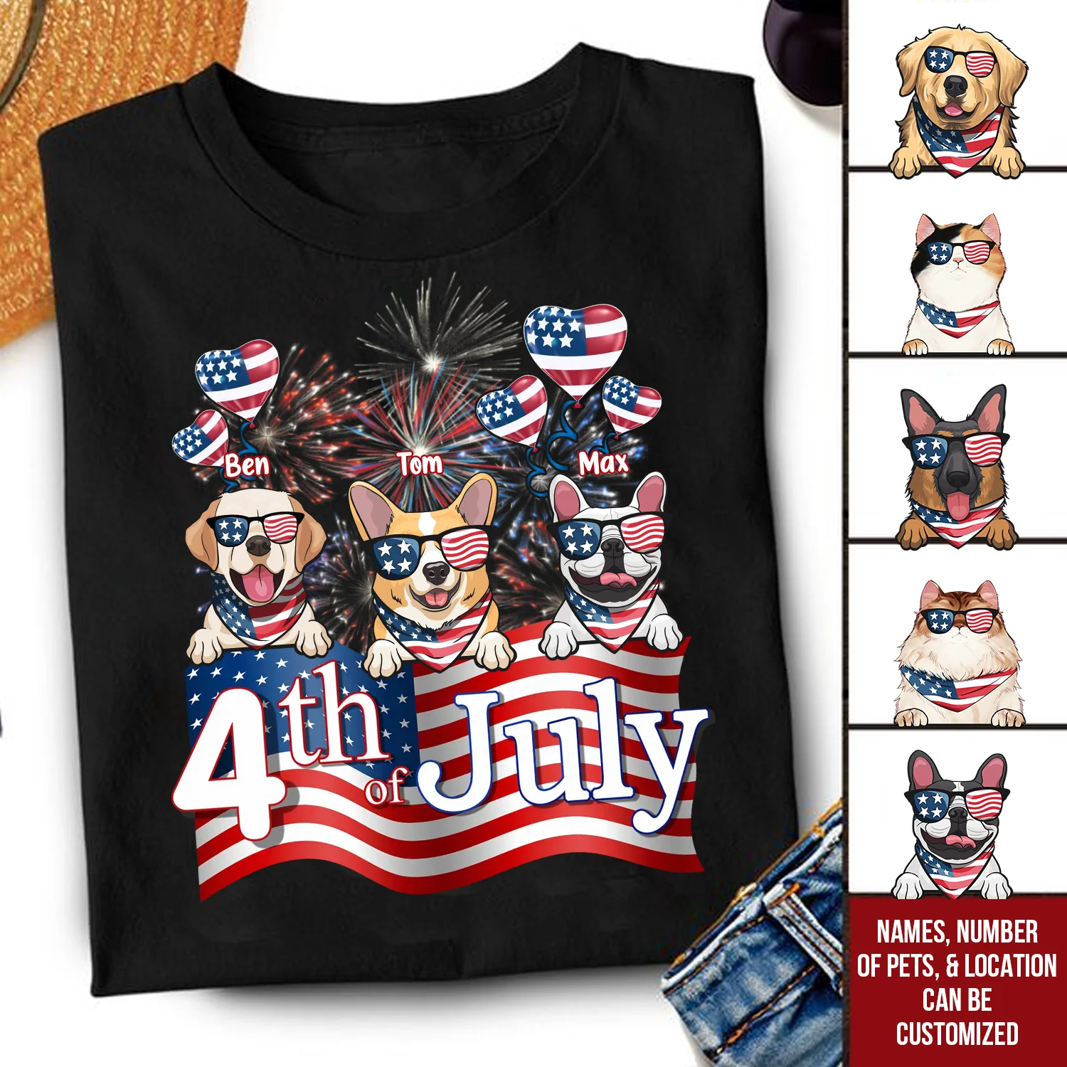Independence Day Woof Woof - Gift For Pet Lovers - Personalized TShirt - Image 2