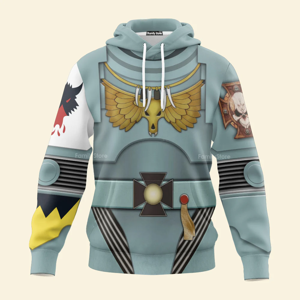 Indomitus Pattern Terminator Armor Space Wolves - Costume Cosplay Hoodie Sweatshirt Sweatpants CSWRH045 - Image 2